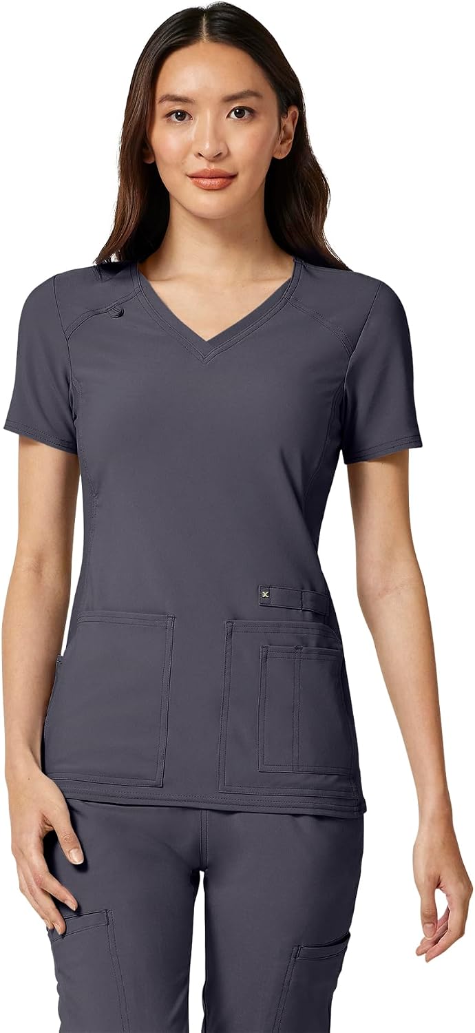 Detalle de Cherokee CK605 Women's Medical Scrub Top, V-Neck, Stretch Panels & Four Pockets
