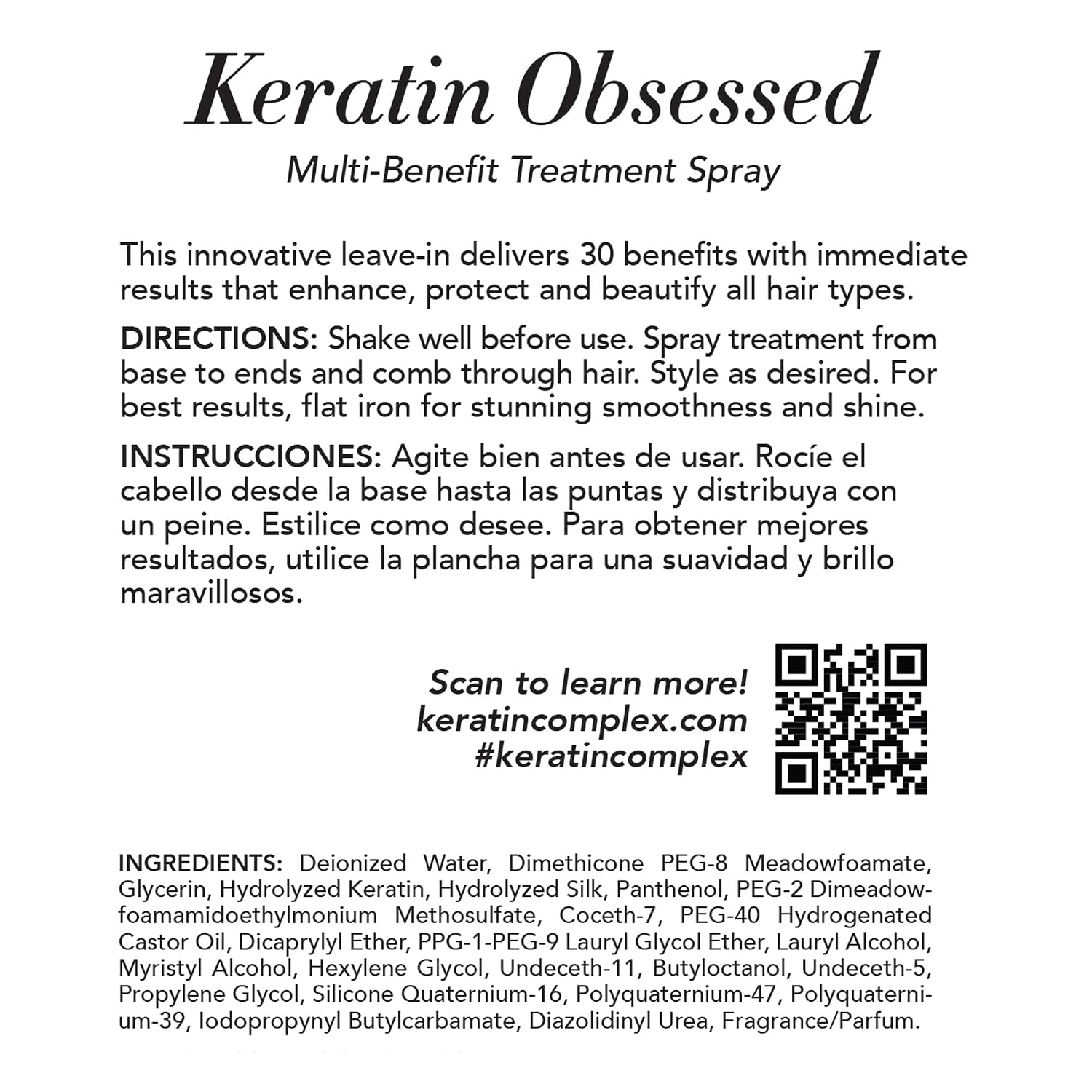 Detalle 2 de Keratin Complex Keratin Obsessed Treatment Spray 5 fl oz ๐โ