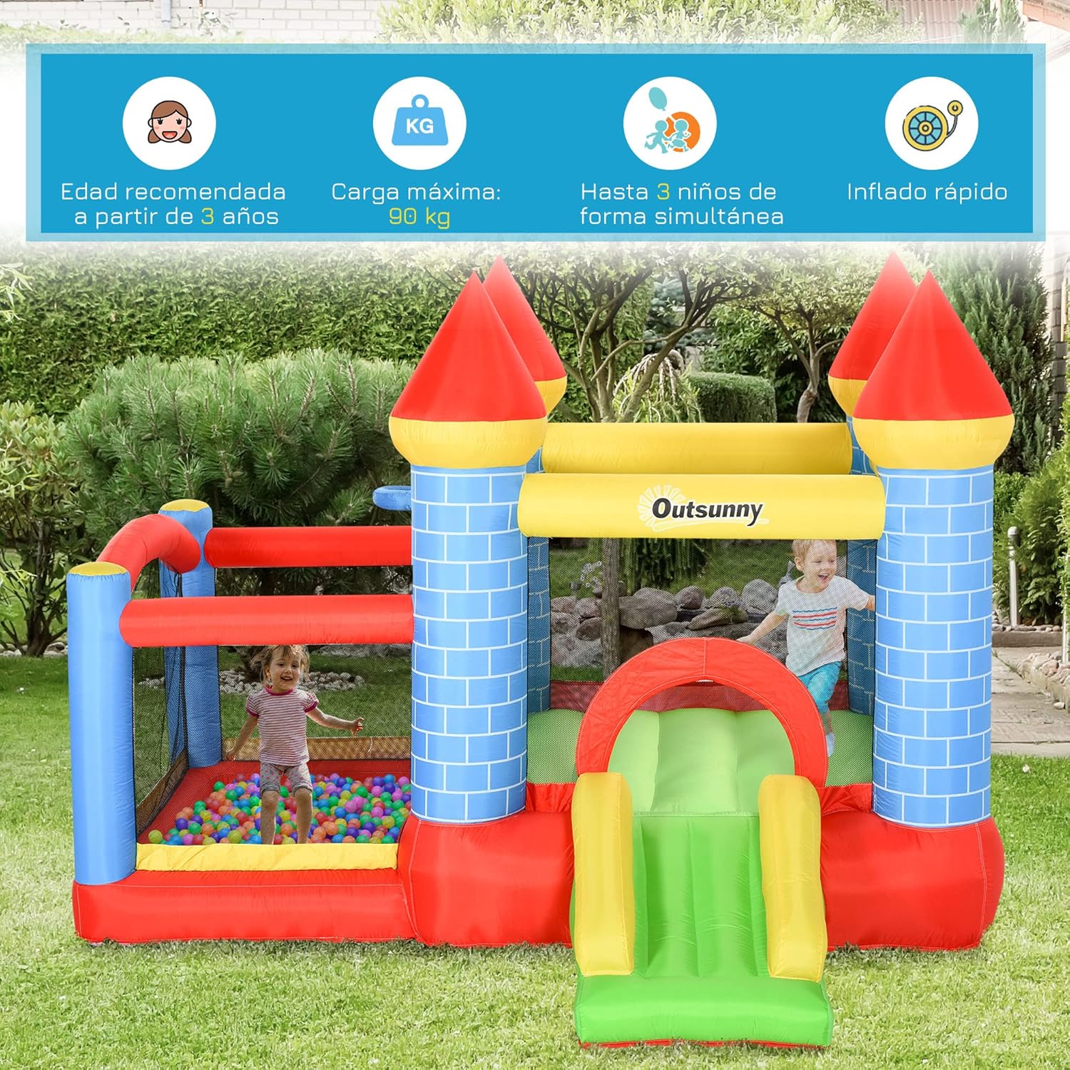 Detalle 2 de Outsunny Castillo hinchable 280x260x210 cm