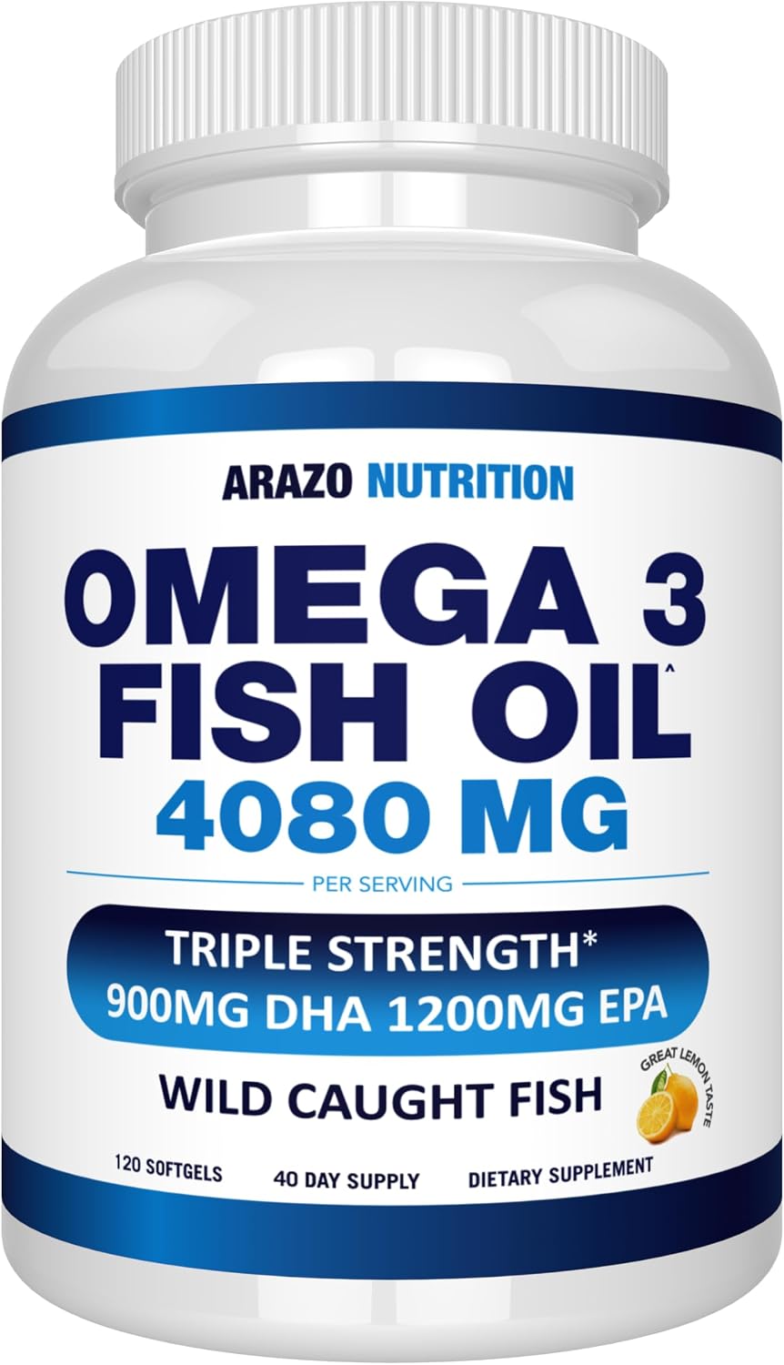 Detalle de Arazo Nutrition BS012 Omega-3 Fish Oil, 4,080 mg, Lemon Softgels