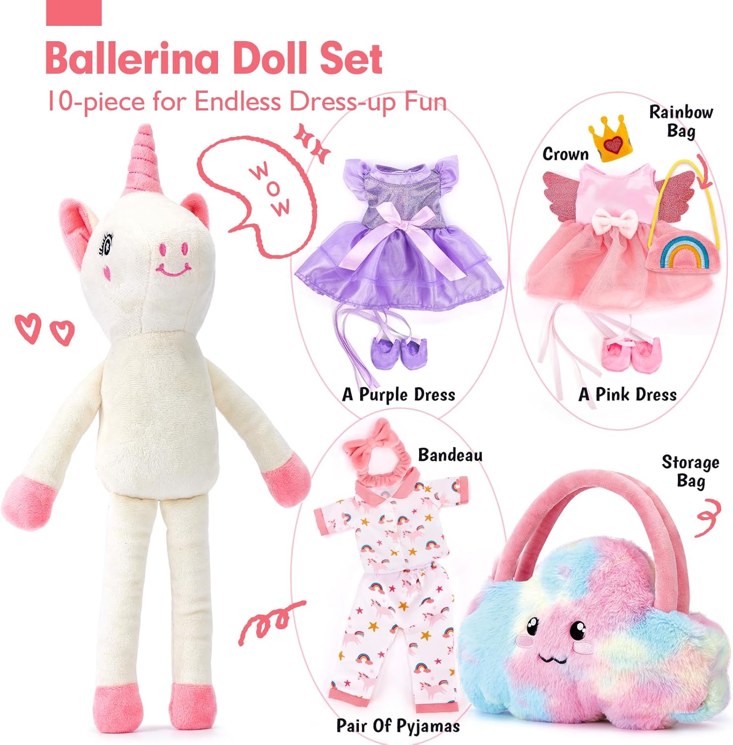 Detalle de Unicorns Ballerina Doll Set 15.75-inch