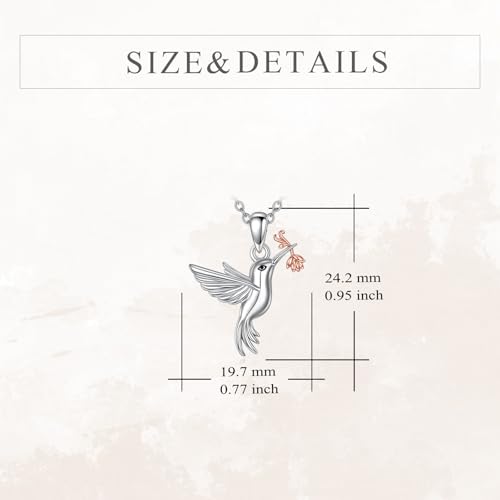 Detalle de VONALA Collares de colibrí para mujer — plata de ley 925 y oro rosa, colgante con conmemoración Día de la Madre