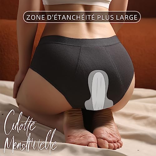 Detalle de FOTOOL Culotte menstruelle absorbante en coton – Pack 3 (L), 4 tampons équivalents, Lavable