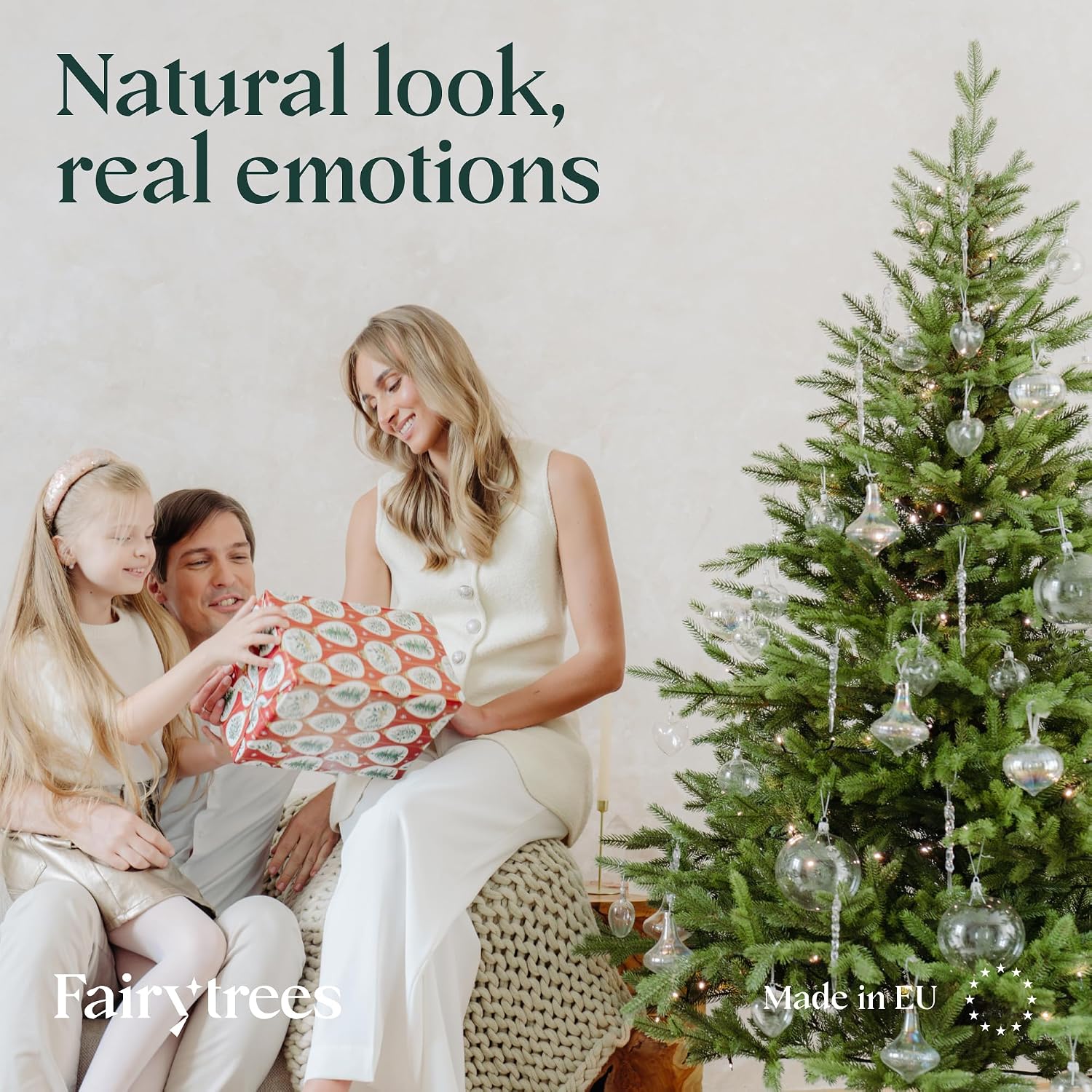 Detalle de FairyTrees FT06 artificial Christmas tree, 220 cm, 100% PE branches