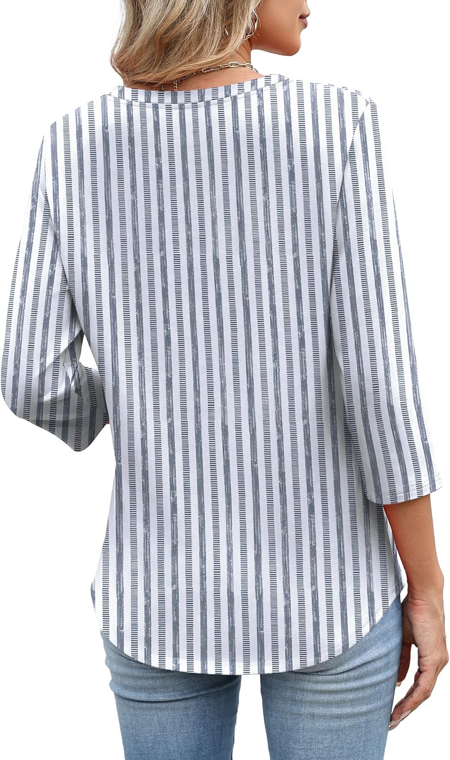 Thumbnail 4 de Aokosor Womens 3/4 Sleeve V-Neck Blouse Tunic: Versatile Office-Ready Top