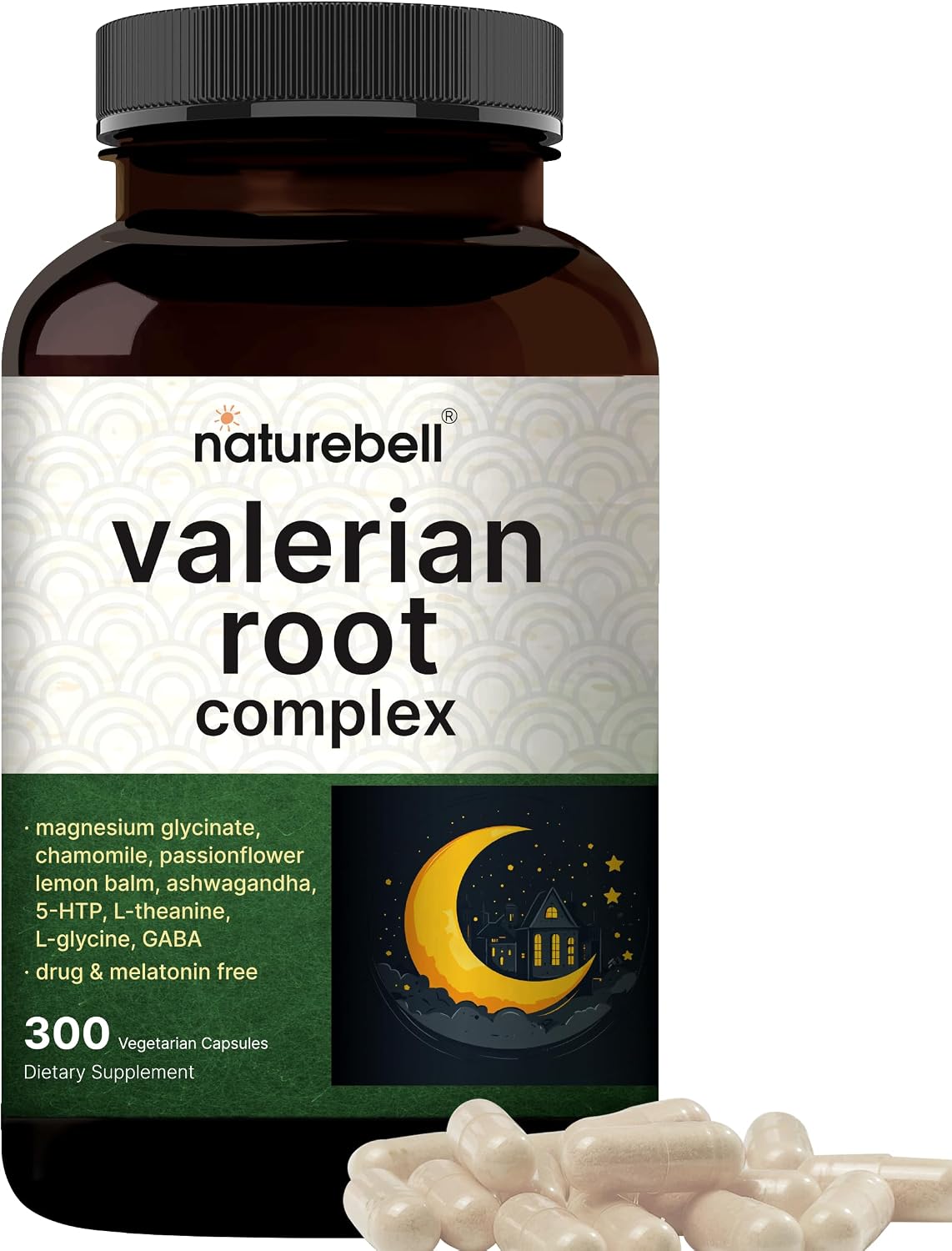 Detalle de NatureBell Valerian Root Supplement, 300 Veggie Capsules