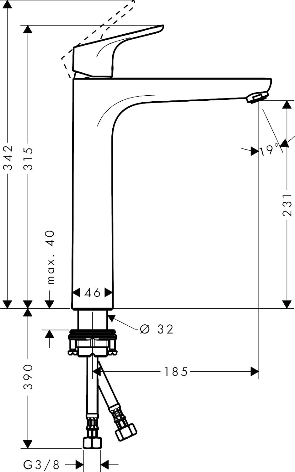 Detalle de hansgrohe Focus 31532000 – jednouchwytowa bateria umywalkowa EcoSmart, chrom