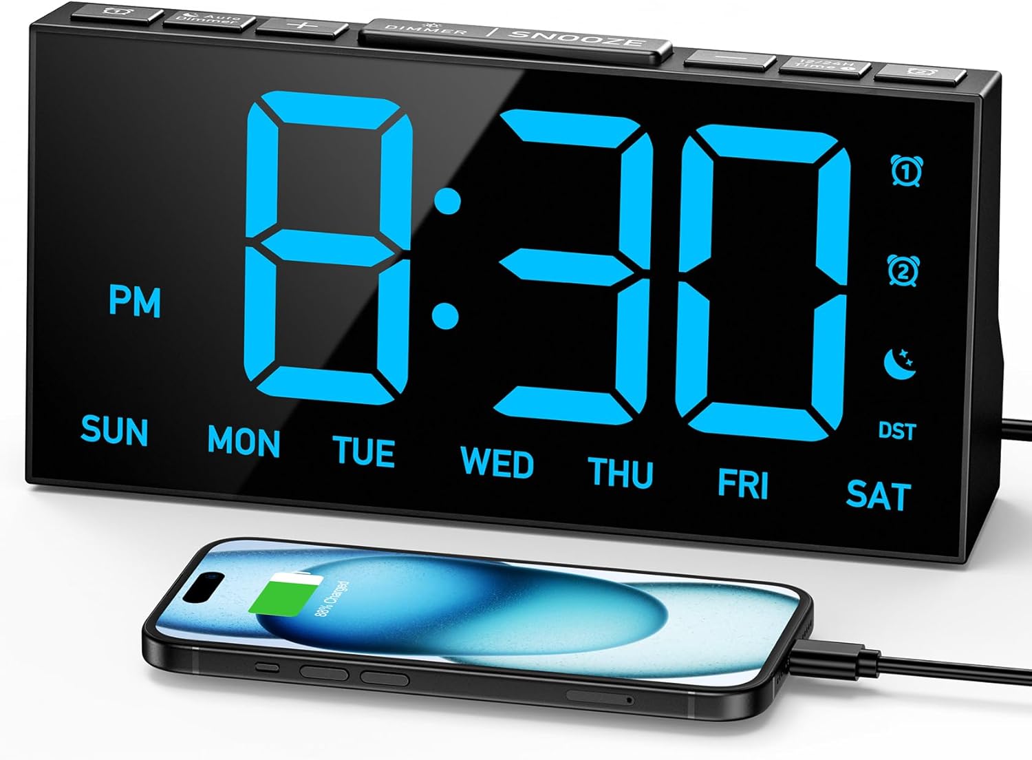 Detalle de GOLOZA Digital Alarm Clock with USB