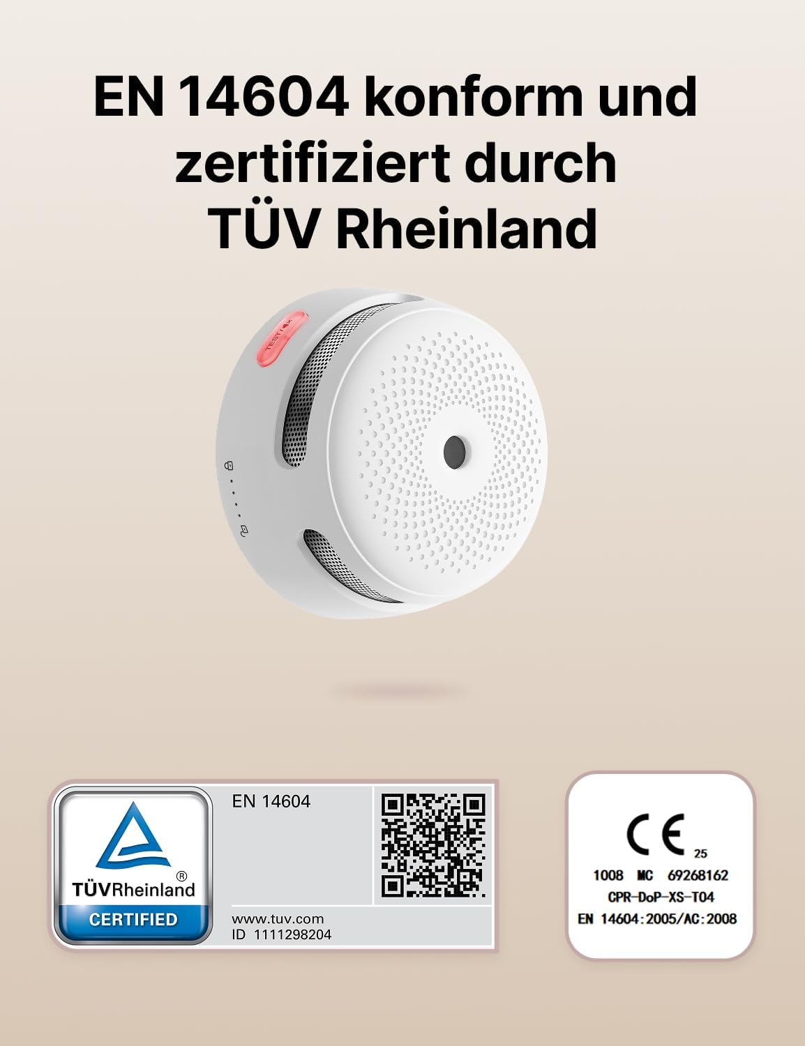 Detalle 2 de X-Sense funkvernetzter Rauchmelder XS01-WR (6er-Set) mit bis zu 250 m Reichweite, batteriewechselfähig