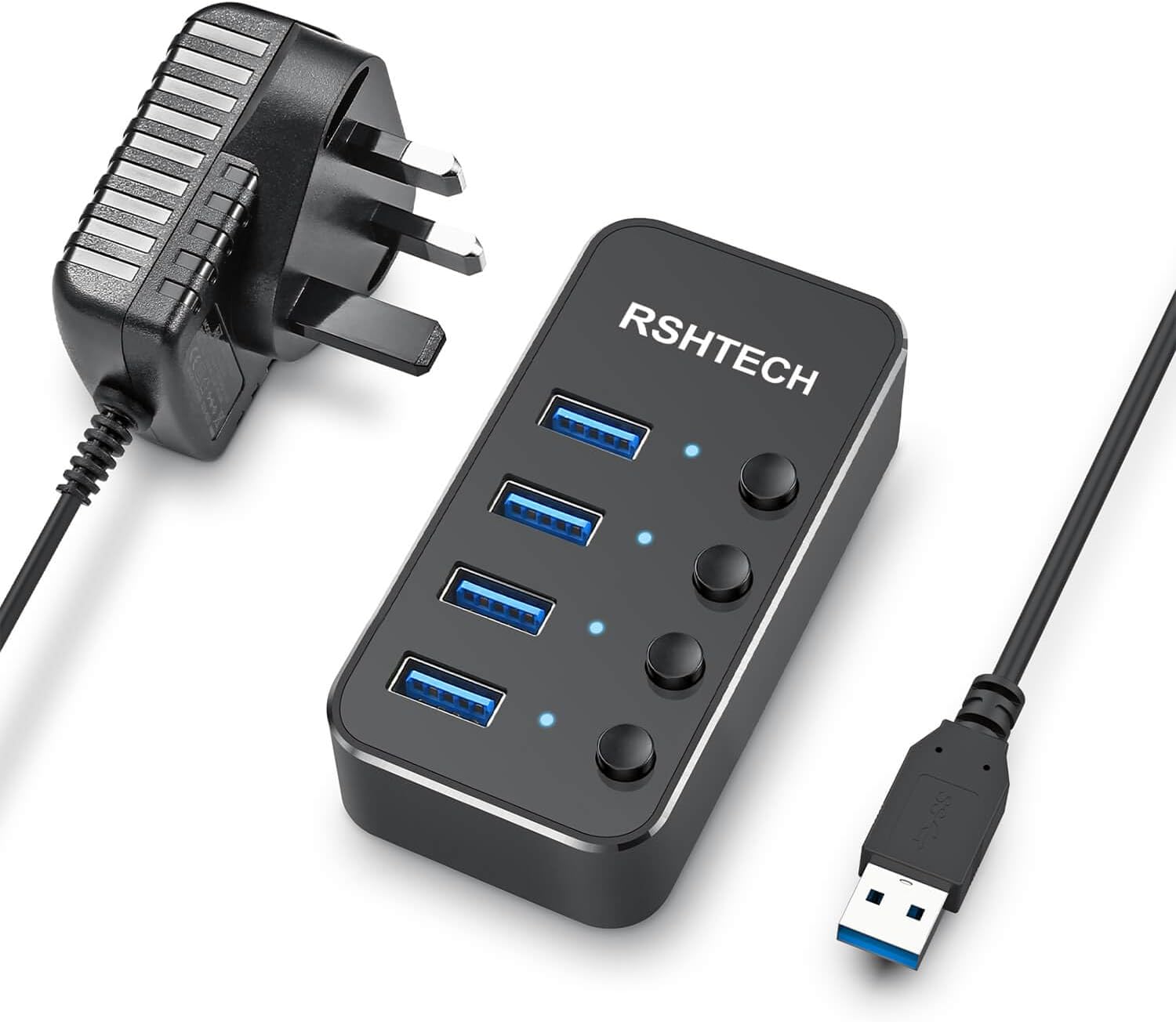Detalle de RSHTECH Powered USB Hub 4-port USB 3.0 🔌