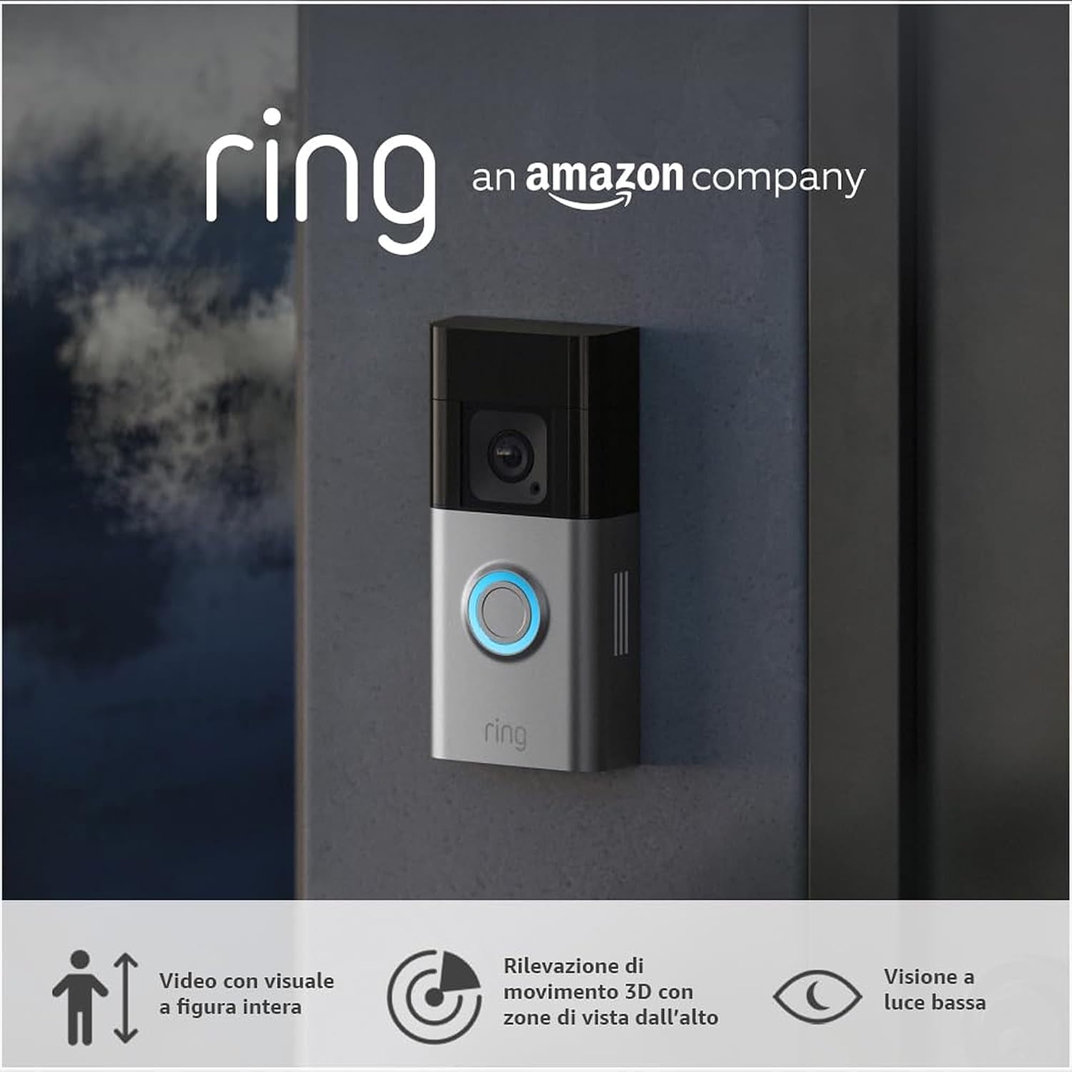 Thumbnail 1 de Ring Videocitofono Pro a batteria con Chime (3ª gen.) – videocitofono senza fili con rilevazione 3D e video HD