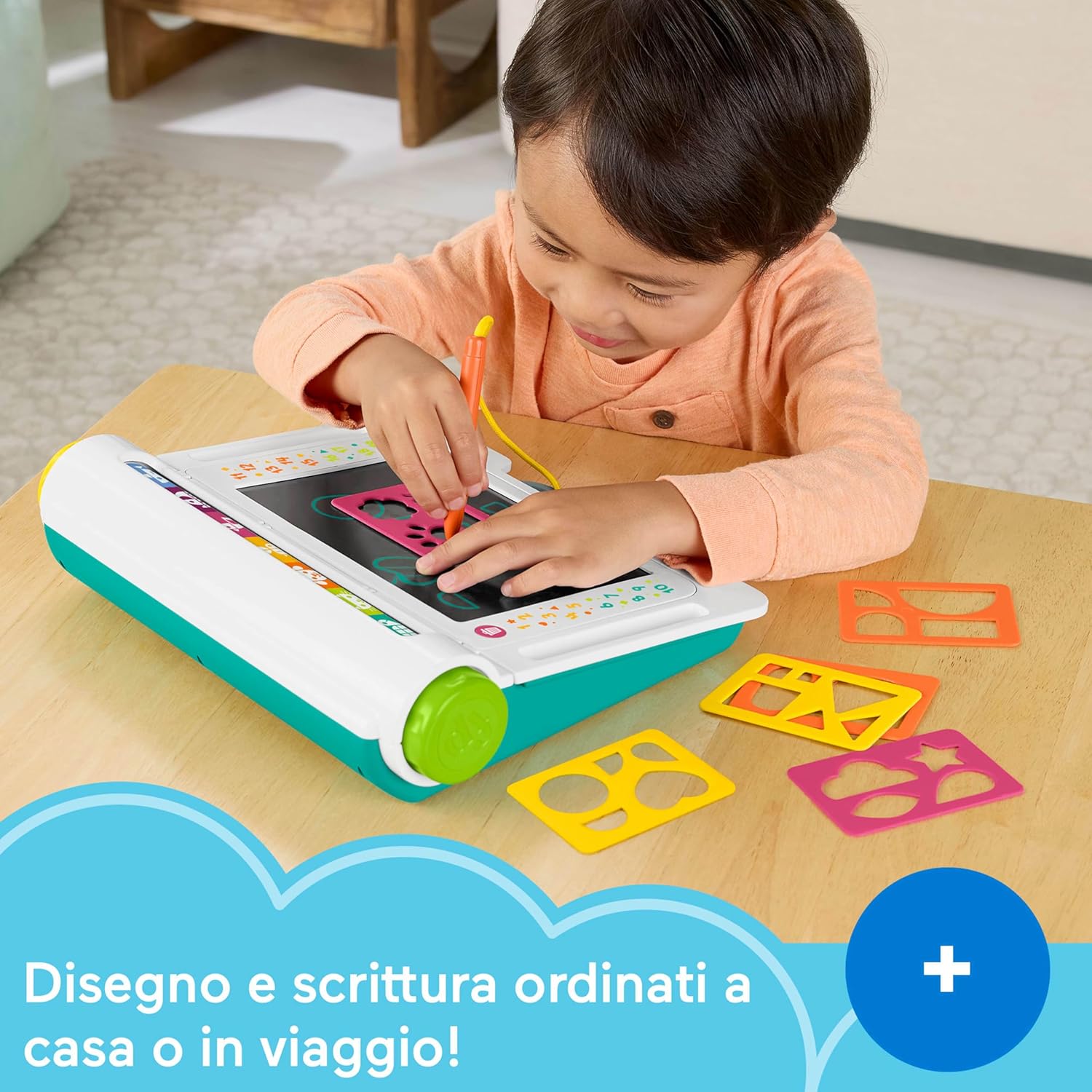 Detalle de Fisher-Price Postazione Impara e Scarabocchia – Postazione per Scrittura e Disegno con LCD e Stencil, 3+ Anni (JDL70)