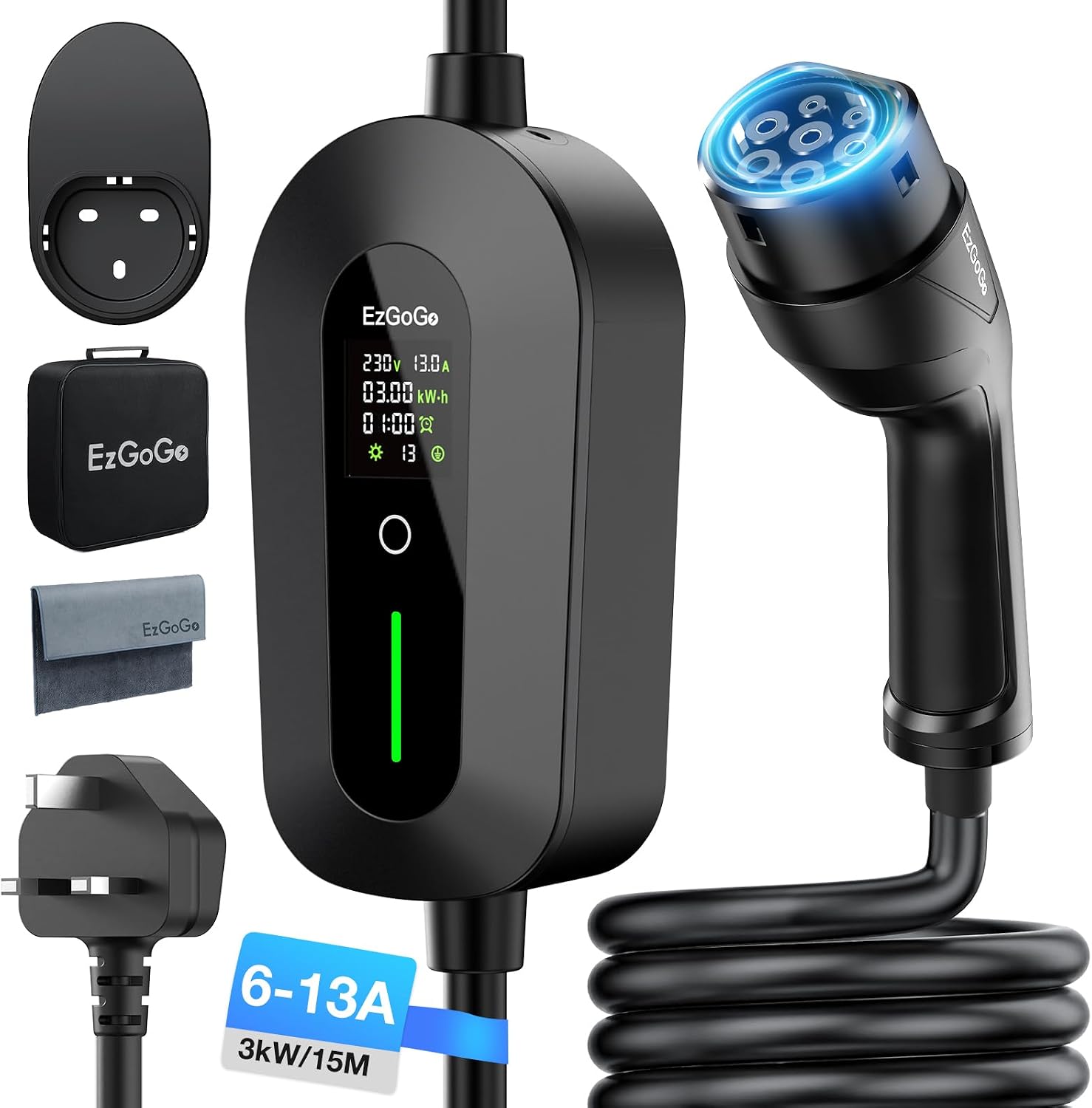 Detalle de EzGoGo EV Charger Cable Type 2 15M 3kW