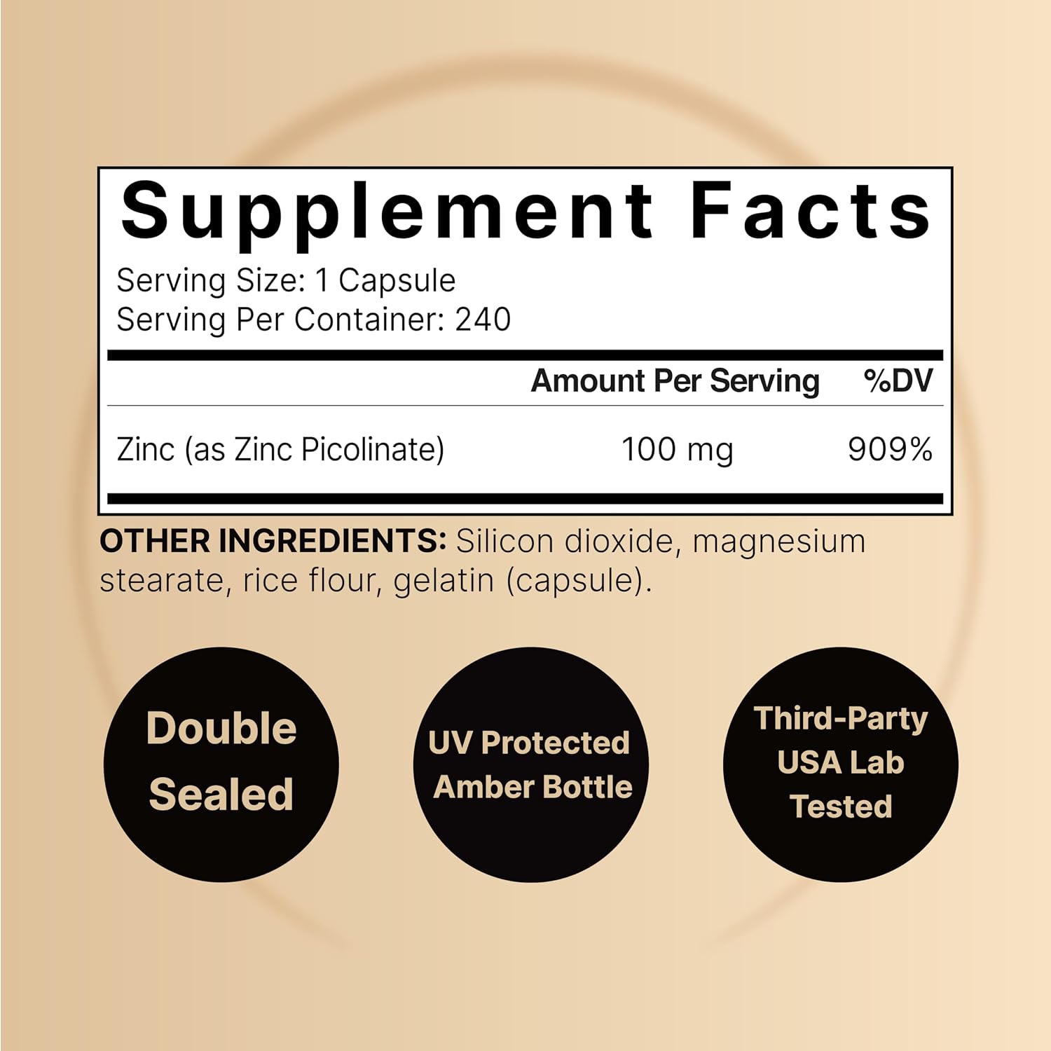 Detalle de Zinc Picolinate Supplement 100 mg