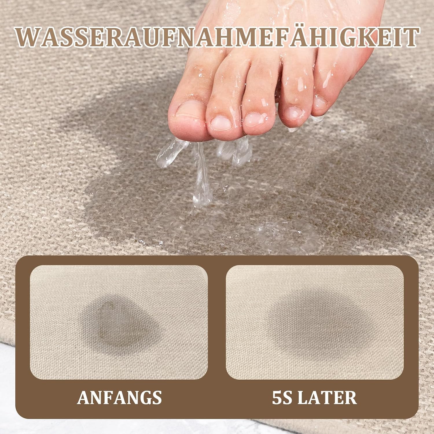 Thumbnail 6 de chakme Tapis de bain antidérapant 43 x 150 cm beige — tapis de douche en caoutchouc lavable
