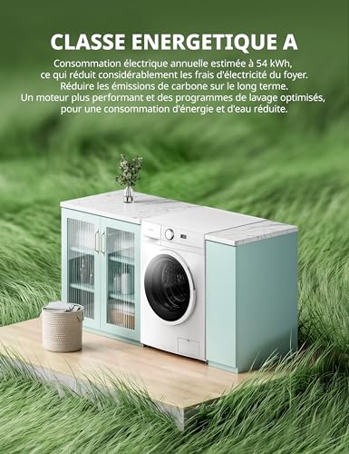 Detalle de COMFEE CF12EWA01W Lave-Linge 12 kg – Classe A, moteur BLDC 1400 RPM, blanc