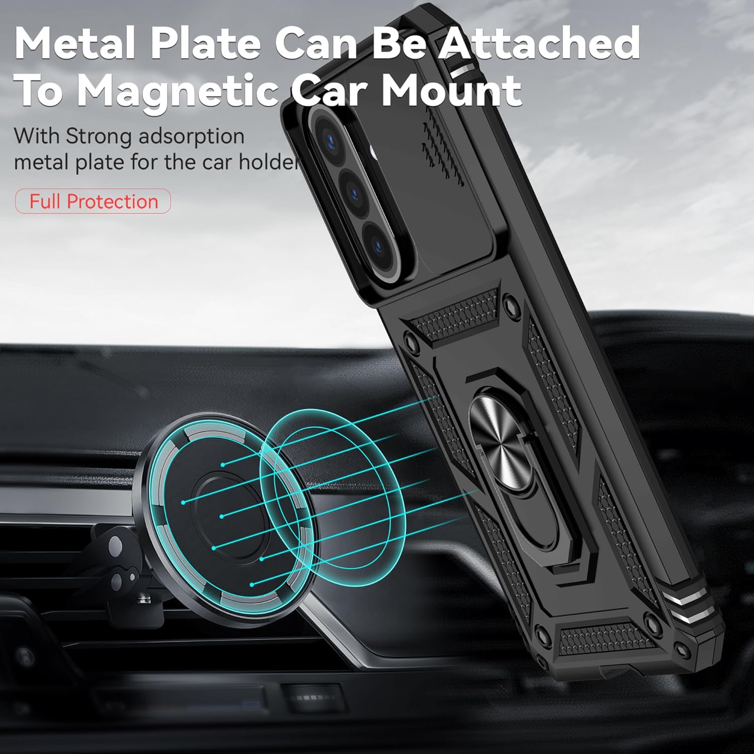 Thumbnail 2 de ANLYGOLD Coque Galaxy A57 5G avec 2 Verre Trempé et Couvercle Coulissant de Caméra – Protection renforcée et Support 360°