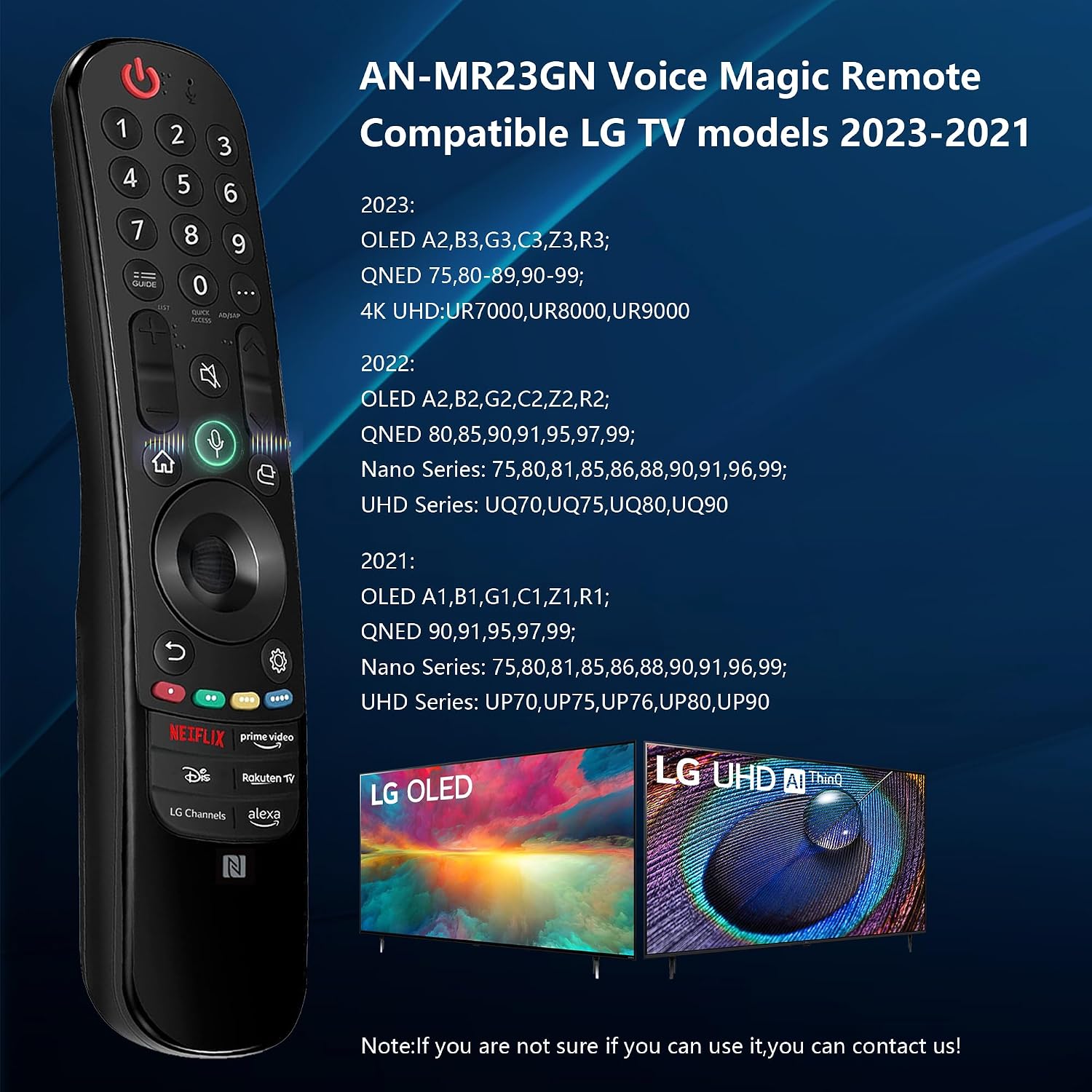 Thumbnail 1 de Voice Magic Remote for LG Smart TV – Replacement with Pointer, Voice and 6 Shortcuts (2019–2025 LG OLED/NanoCell/4K/8K)