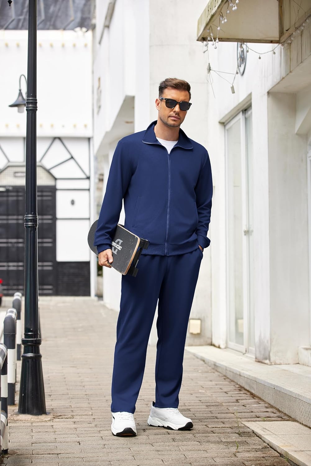Detalle de COOFANDY Men's Full-Zip Tracksuit Set with Lightweight Polyester Jacket and Pants