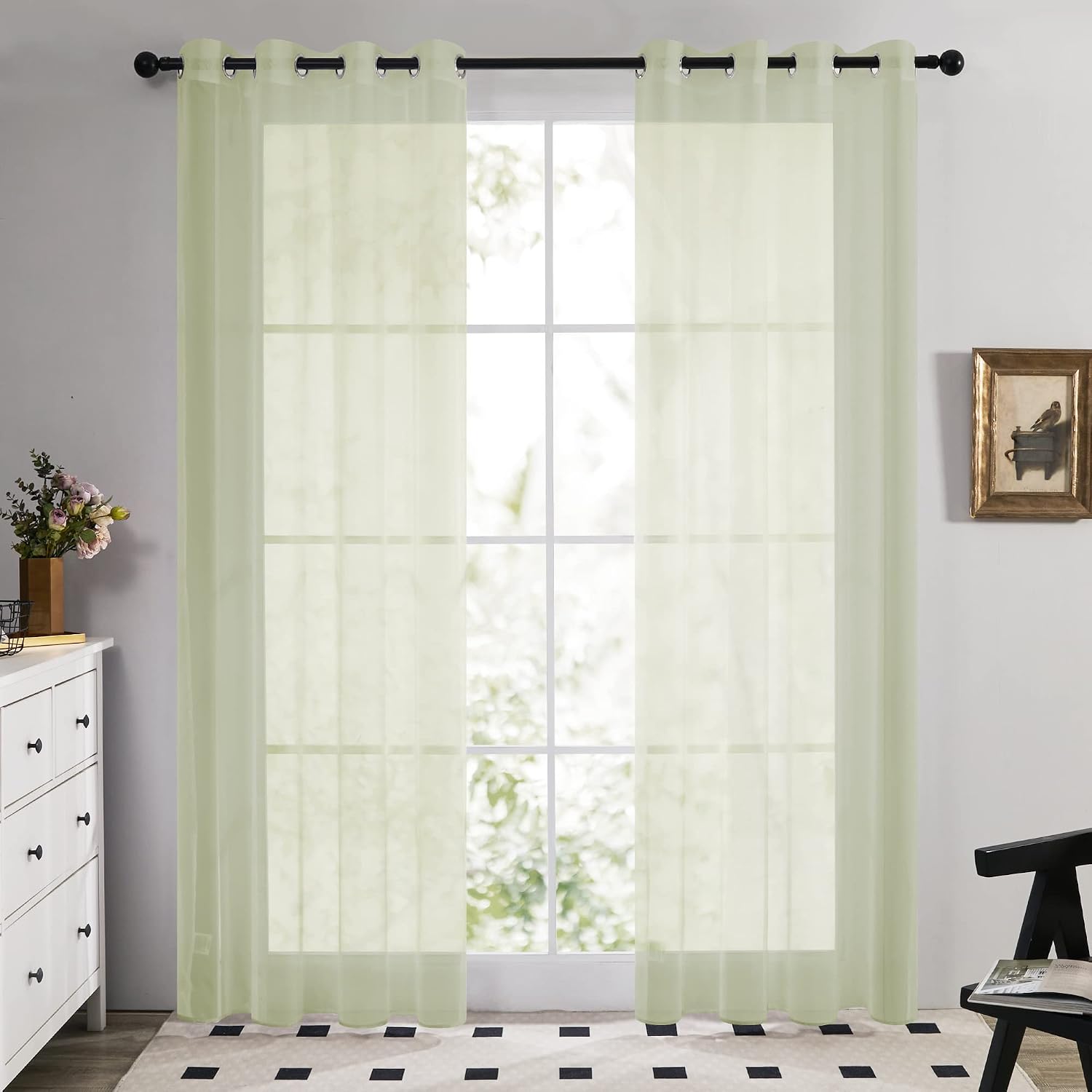 Thumbnail 6 de Deconovo White Voile Curtain Panels (2 Pack, 140 x 240 cm) – Semi-Transparent Eyelet Curtains