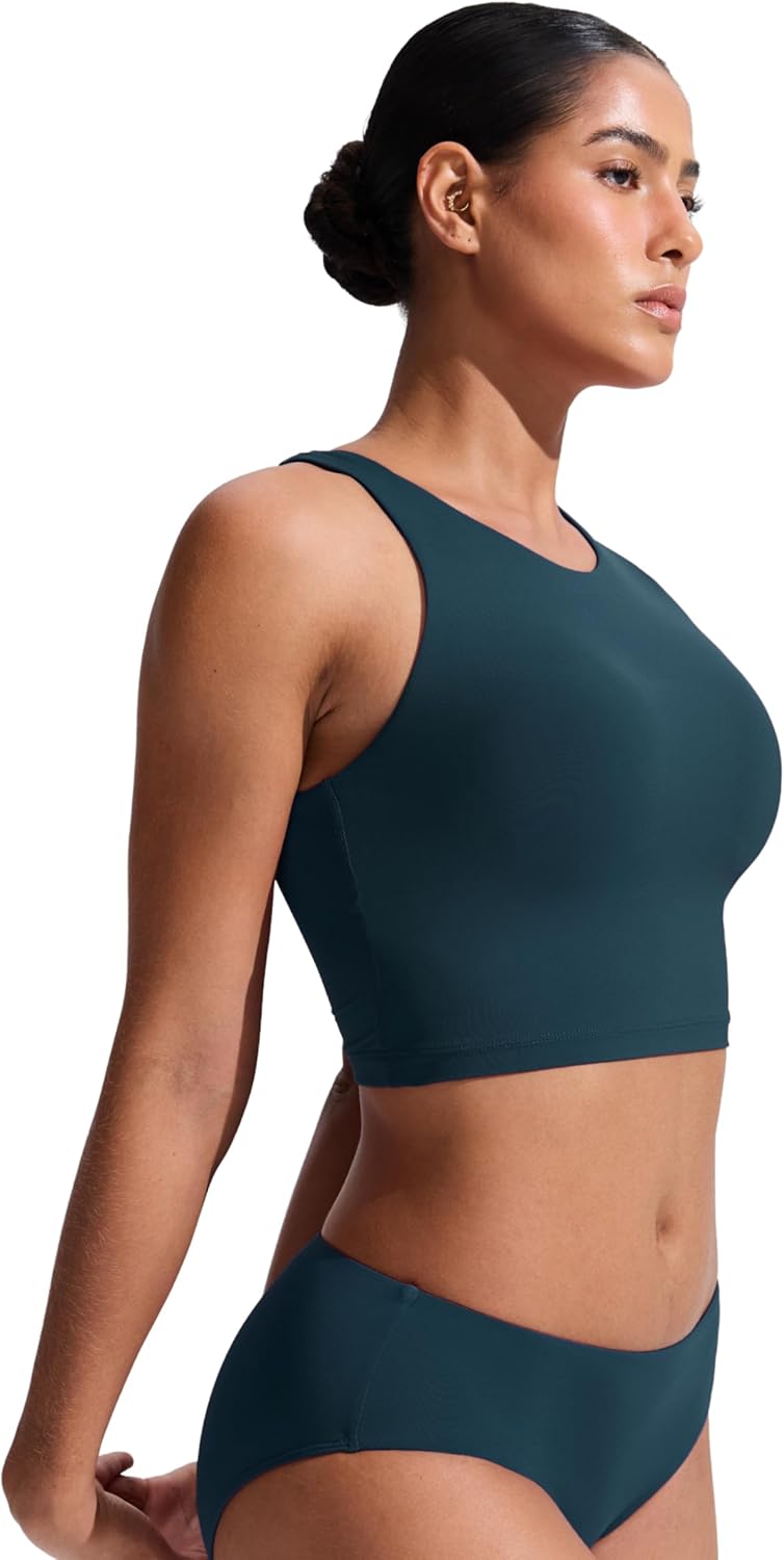 Thumbnail 4 de CRZ YOGA Damen Racerback Swim Top – schnelltrocknend, gepolstert, mit hohem Ausschnitt