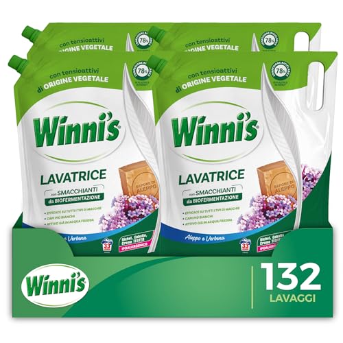 Detalle de Winni's Detersivo Lavatrice Aleppo e Verbena, 132 Lavaggi, 1485 ml x 4