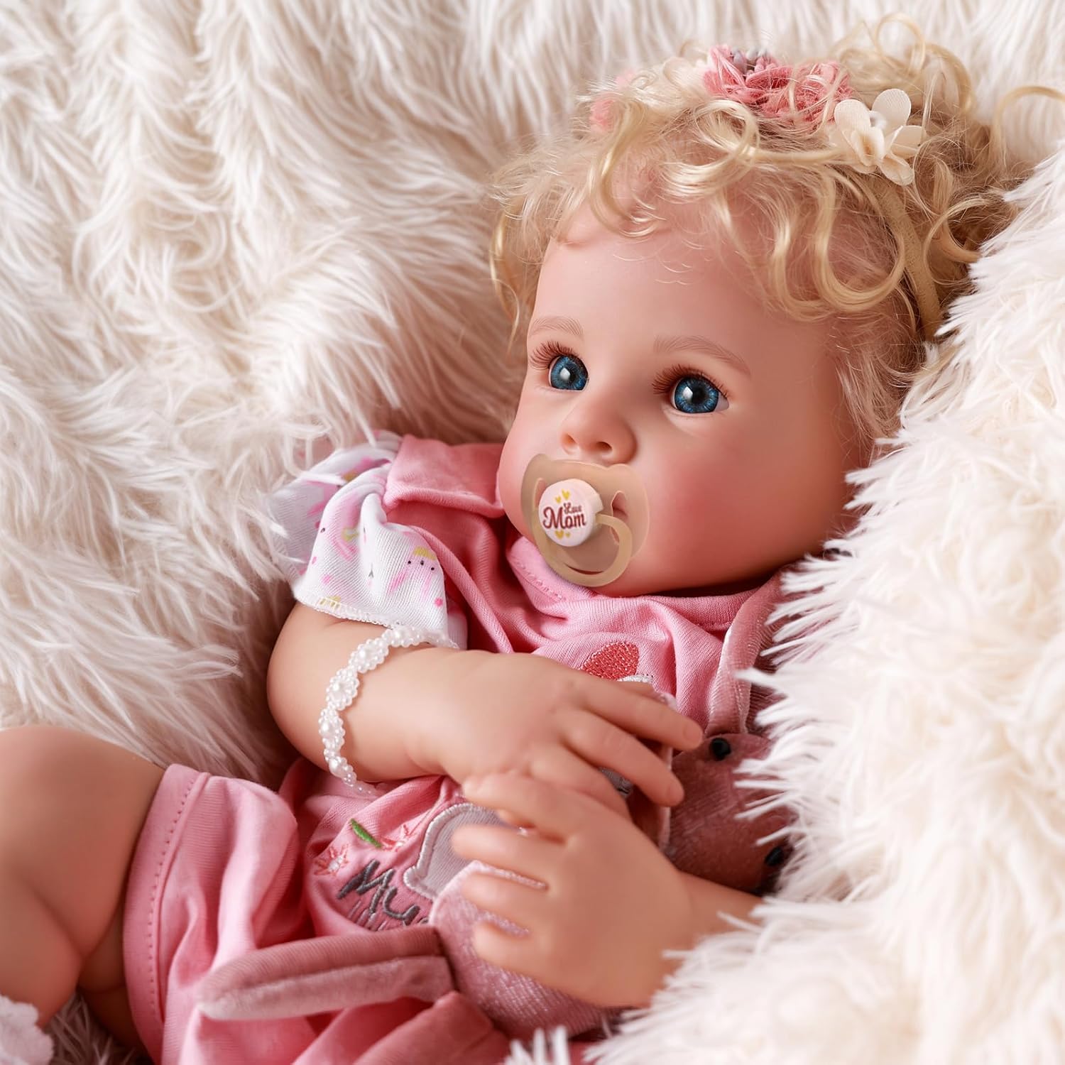 Thumbnail 3 de JIZHI Reborn Girl 17-Inch Realistic Baby Doll with Soft Cloth Body and Hand Rooted Hair