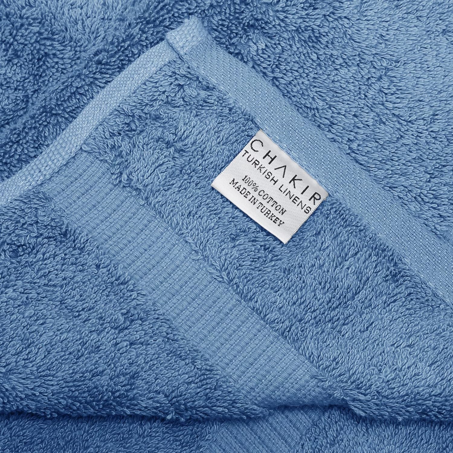 Detalle de Chakir Turkish Linens 4-Piece Large Bath Towel Set (27 x 54) – 100% Turkish Cotton, Wedgewood