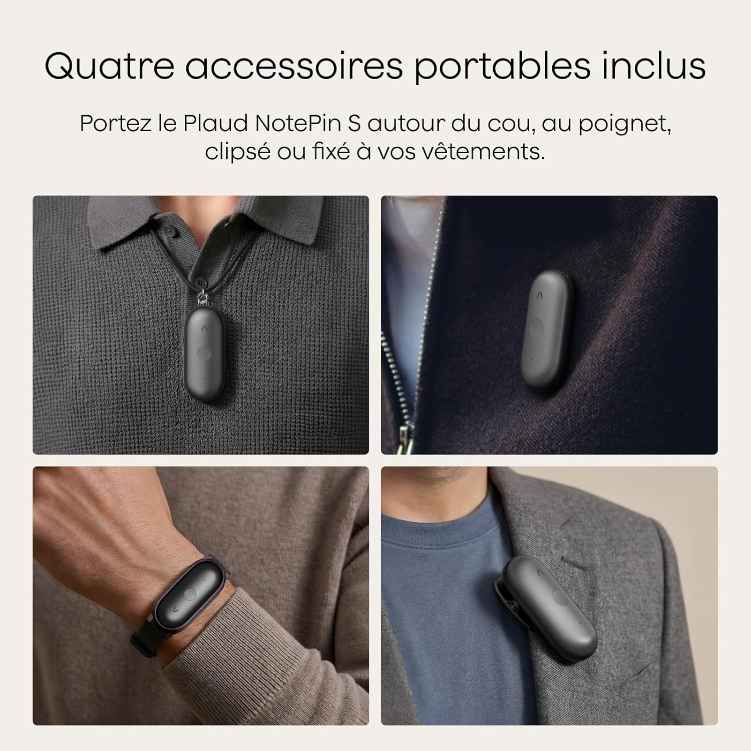 Detalle de Plaud NotePin S – Dictaphone IA avec bouton tactile et transcription multilingue pour réunions et entretiens