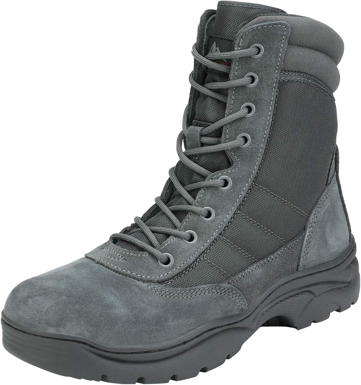 Detalle de NORTIV 8 Men's Military Tactical Work Boots with Side Zip — Leather Combat Boots