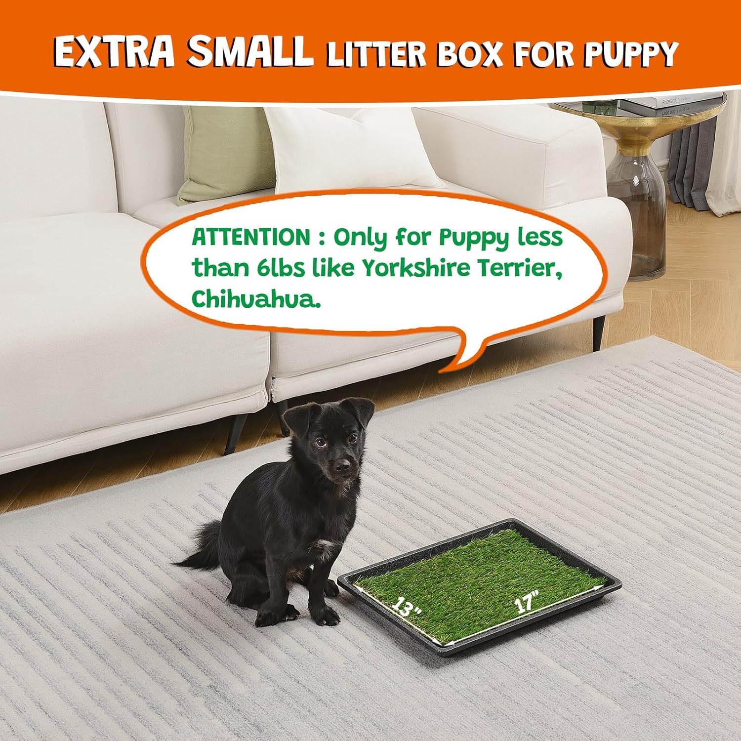 Thumbnail 6 de MEEXPAWS Extra Kleine Hundetoilette aus Kunstrasen mit Tablett (44×34 cm) – für kleine Hunde bis 3 kg