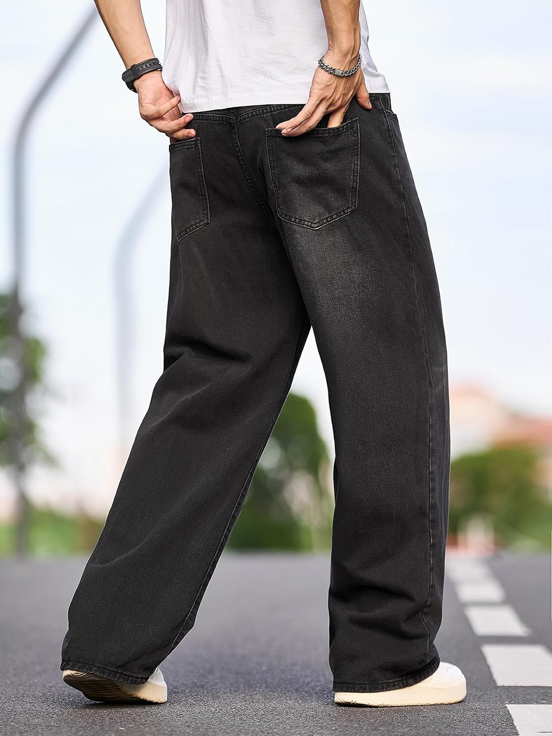Detalle de Zewool Herren Baggy Hip Hop Jeans – Weite Beinform Skate Denim