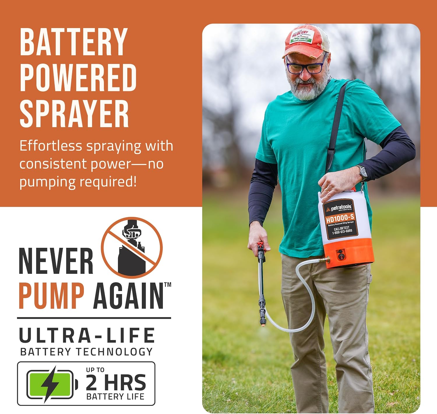 Detalle de PetraTools HD1000-S Electric Sprayer, 1 Gallon, 2 Nozzles, 2-Hour Runtime