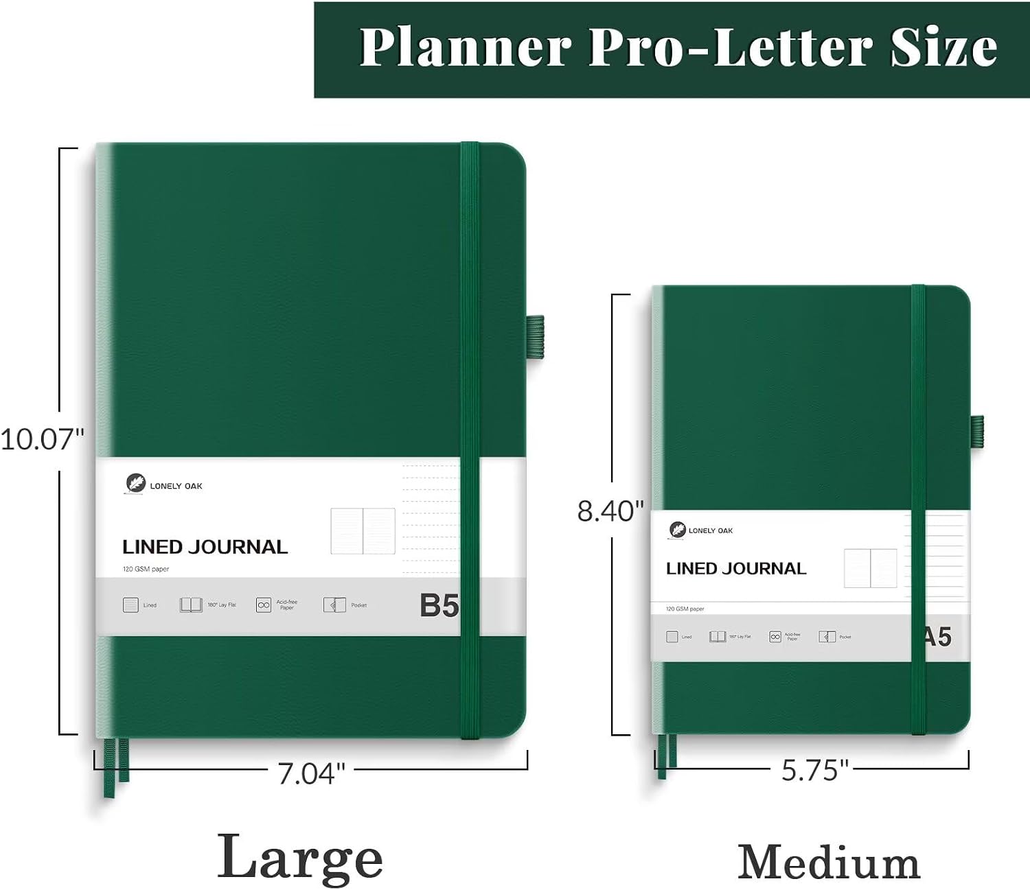 Thumbnail 2 de Lonely Oak Notizbuch B5 Liniert Hardcover – 160 Seiten, 120 g/m² Premium-Papier, Leder-Cover