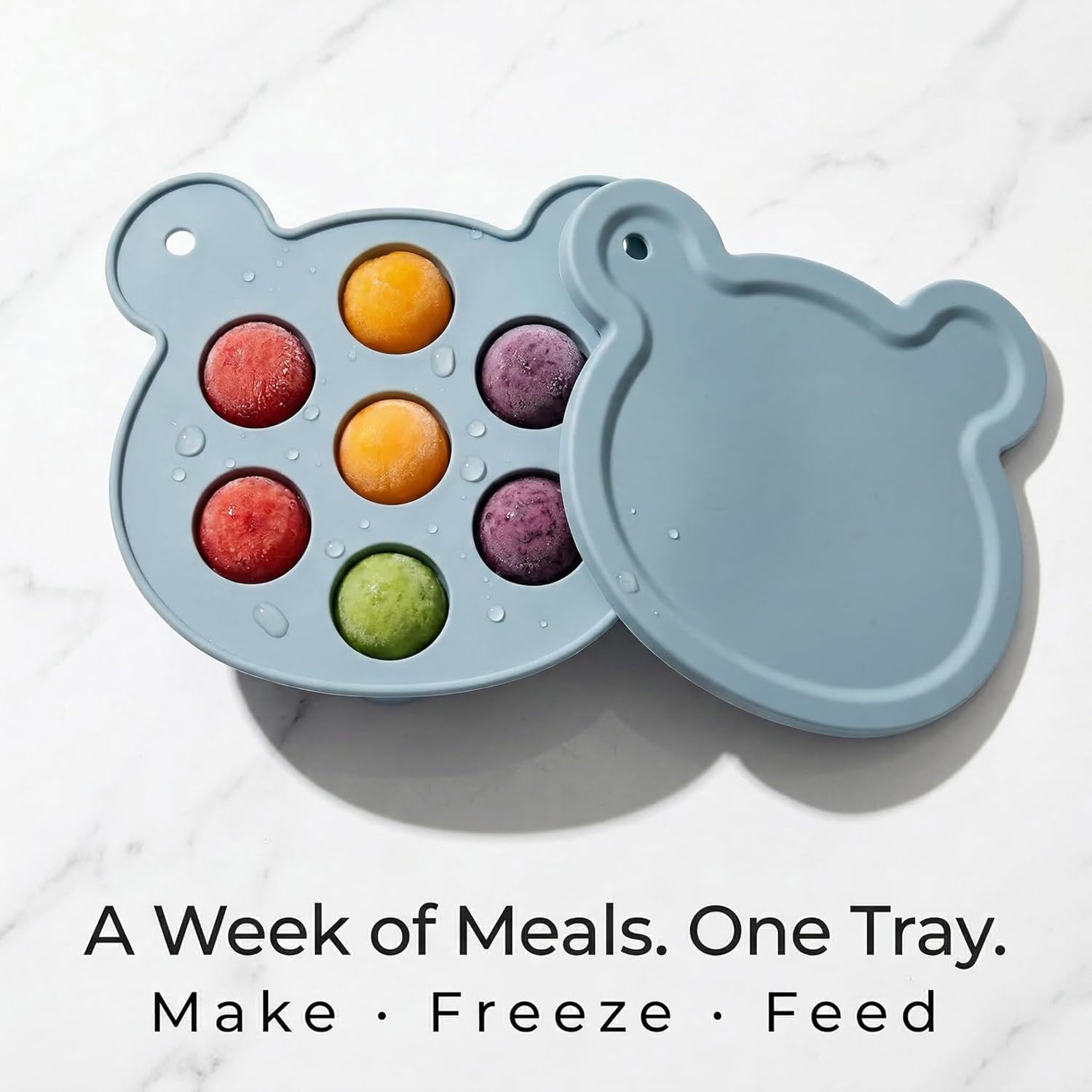 Thumbnail 2 de Silicone Baby Fruit Feeder Pacifier & Popsicle Molds – Multi-Purpose Food Storage (Blue)