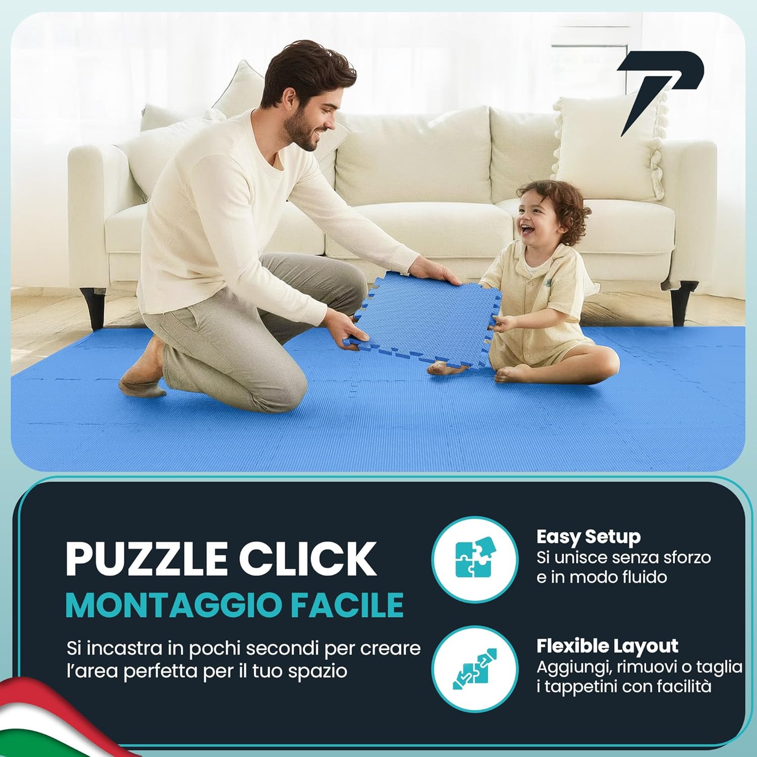 Thumbnail 4 de Tappeto da fitness a puzzle in EVA: set da 21 tappetini componibili (Materassino antiscivolo) per palestra, garage e hobby