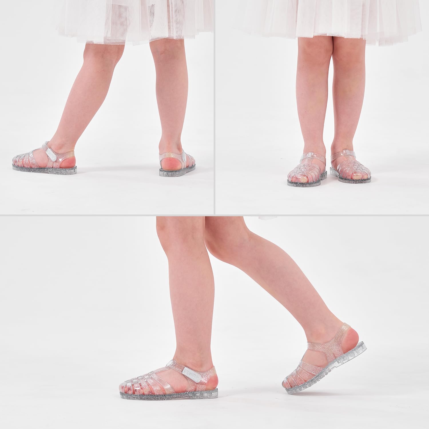 Detalle de GUGUYeah Jelly Sandals for Girls: Closed-Toe Princess Style Beach Shoes