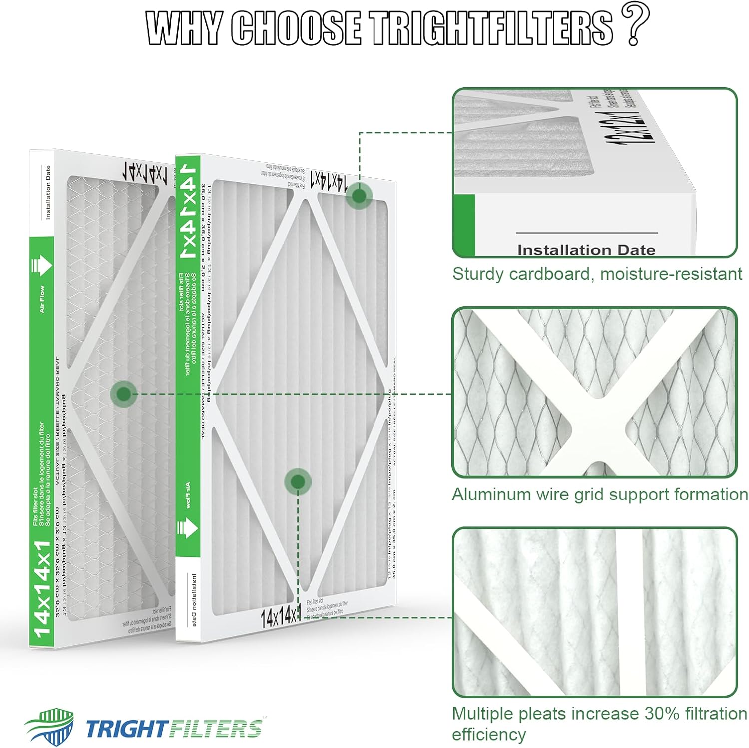 Detalle de TRIGHTFILTERS Air Filter 14x14x1