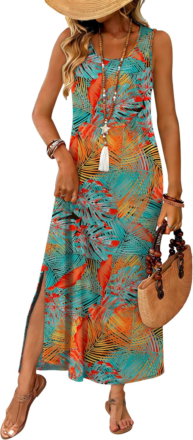 Thumbnail 6 de WIHOLL Maxi Dress: Beach-Ready Sleeveless Sundress with Pockets (S-3XL)