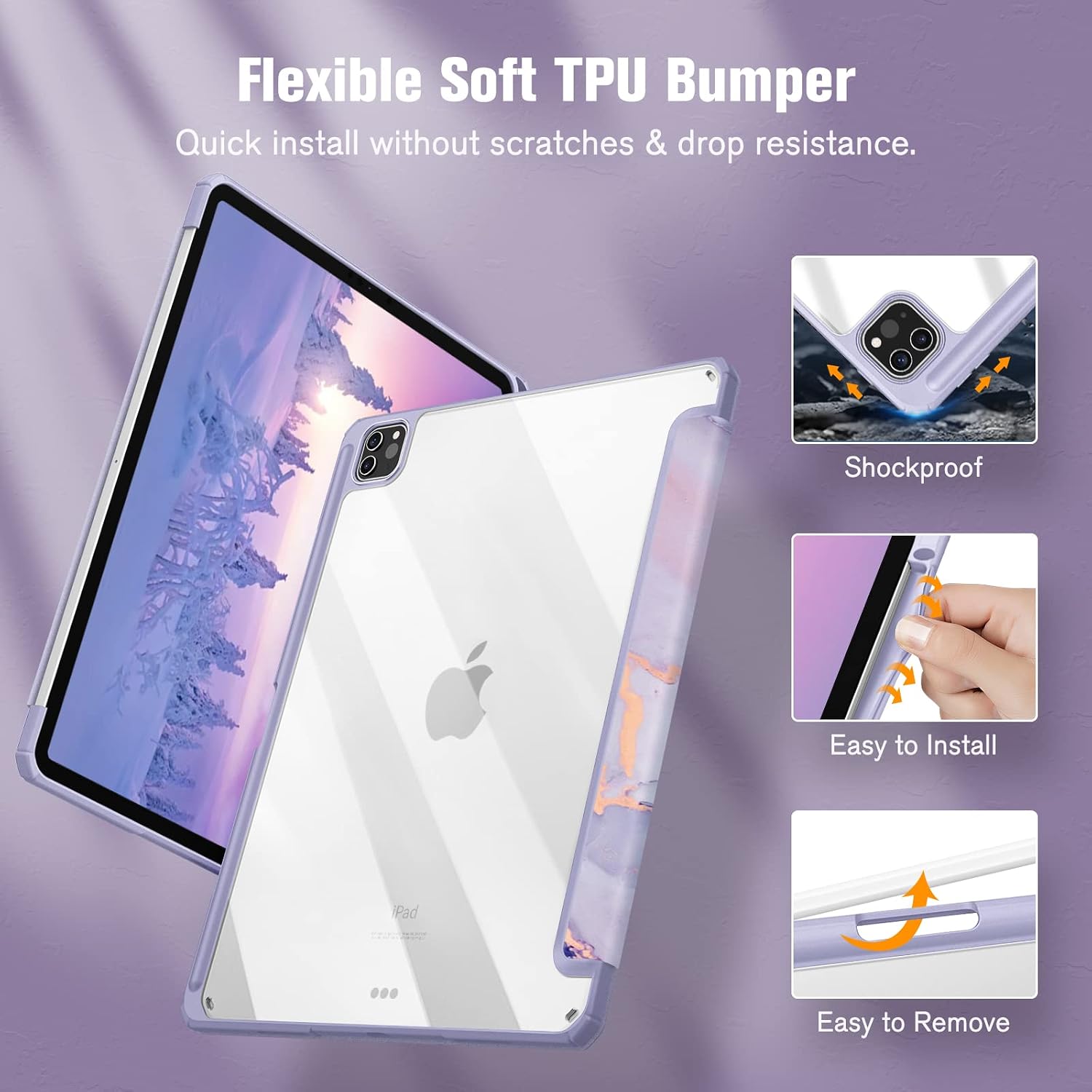 Thumbnail 3 de iPad Pro Hybrid Hülle 12,9 lila Marmor