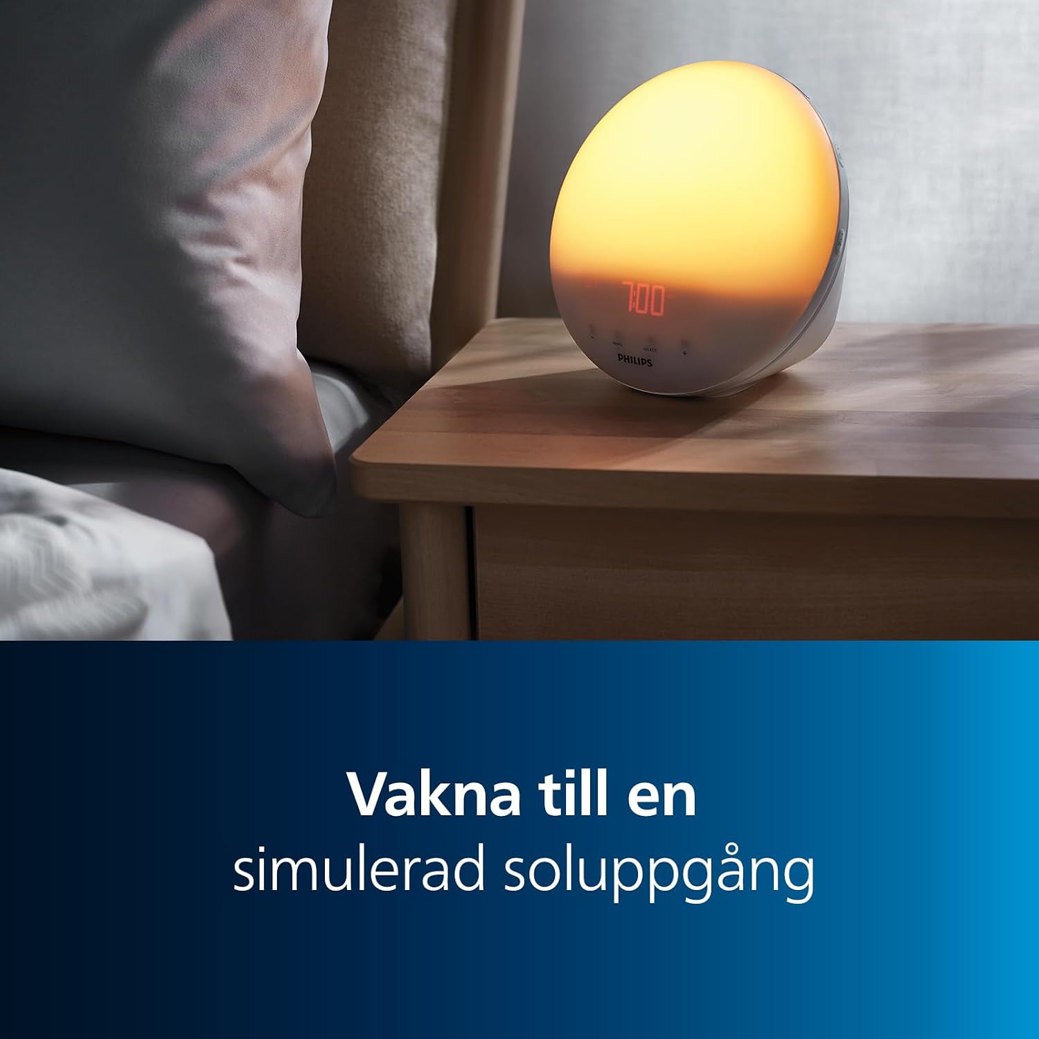 Detalle de Philips SmartSleep HF3532/01 väckningslampa med USB, 20 ljusnivåer och 7 ljud