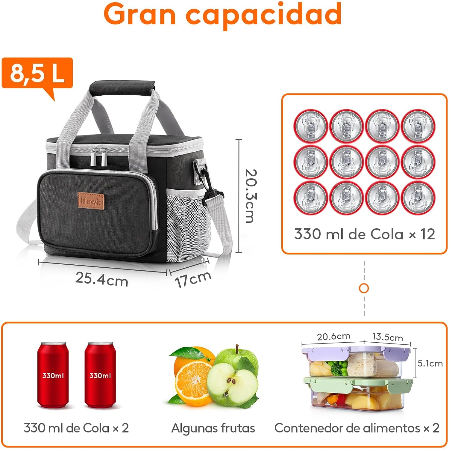 Detalle de Lifewit Bolsa Térmica Porta Alimentos 🧊 8.5L