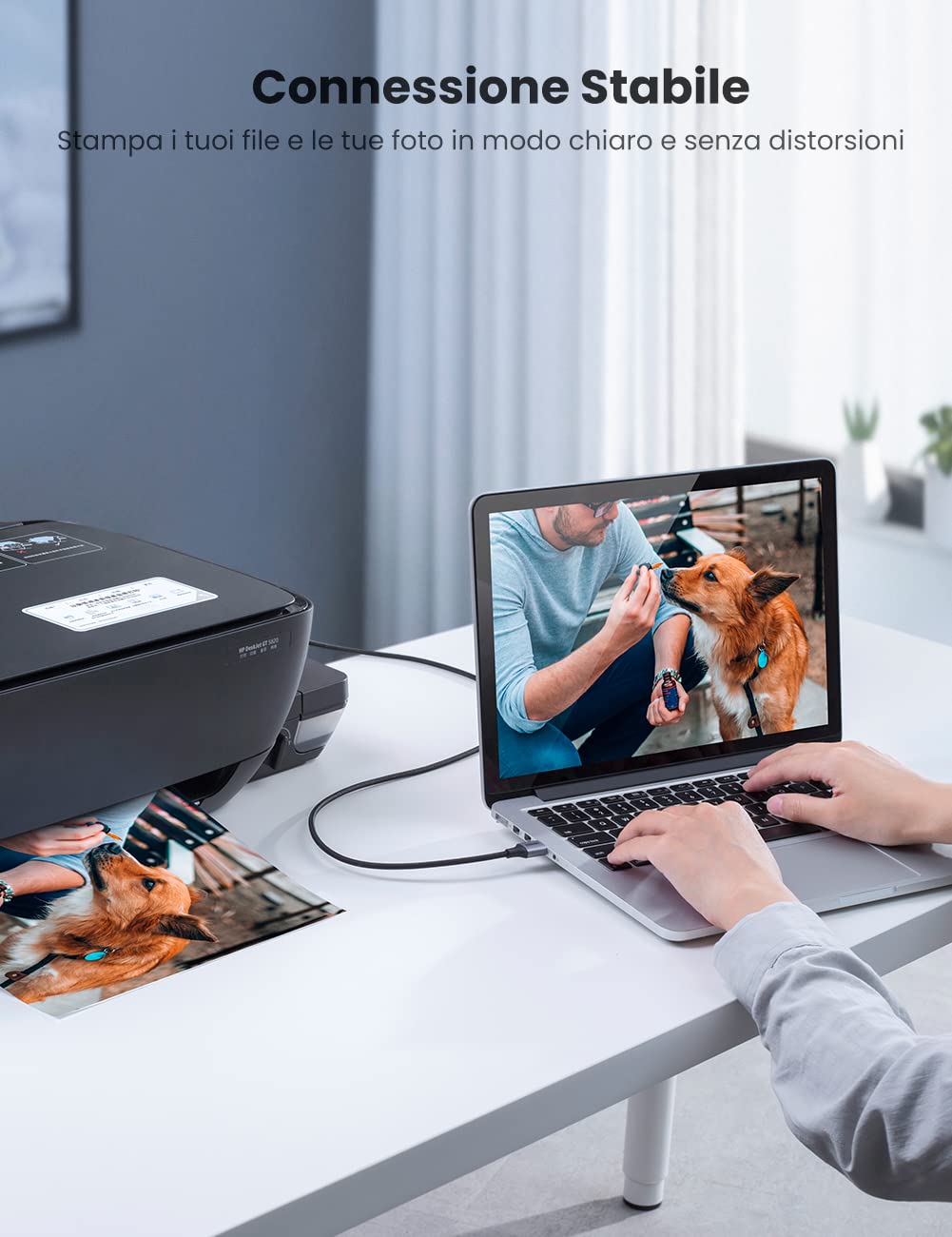 Thumbnail 6 de UGREEN Cavo Stampante USB 2.0 Tipo A a Tipo B nylon, alluminio, schermato (2 m) per HP Epson Brother Canon Lexmark, scanner e fax