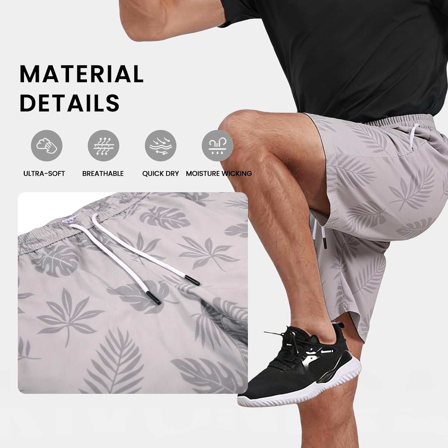 Detalle de KIVONERA 5" Men's Swim Shorts & Trunks with Compression Liner and Zip Pockets