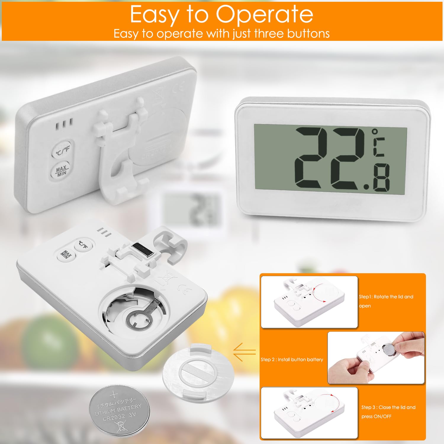 Detalle 2 de Suplong Fridge Thermometer 2-pack