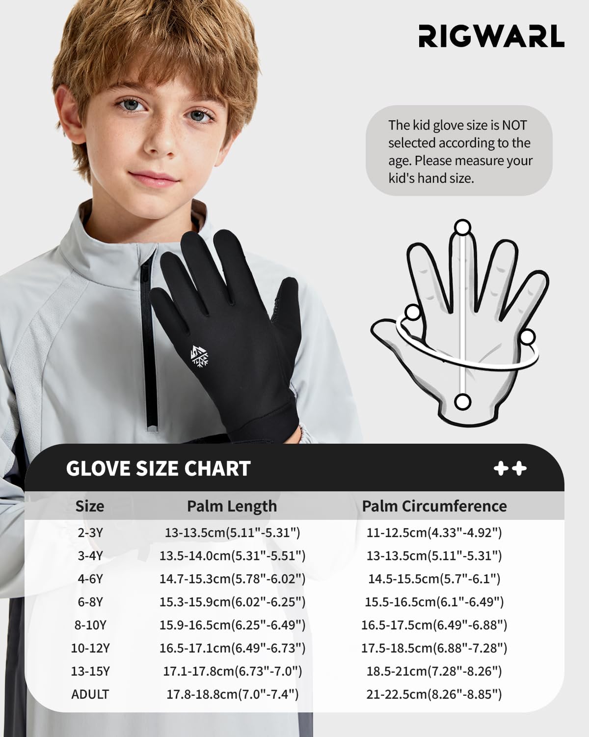 Detalle de RIGWARL Kids Winter Gloves, Fleece-Lined