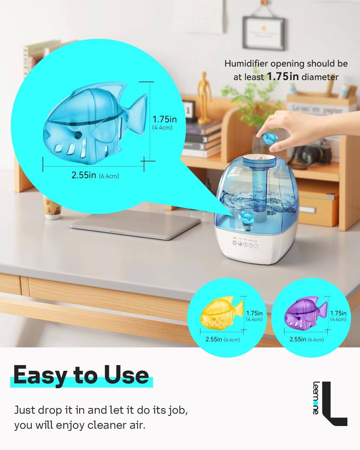 Detalle de Leemone HX10P Humidifier Cleaning Fish, 10-Pack for Humidifiers and Fish Tanks