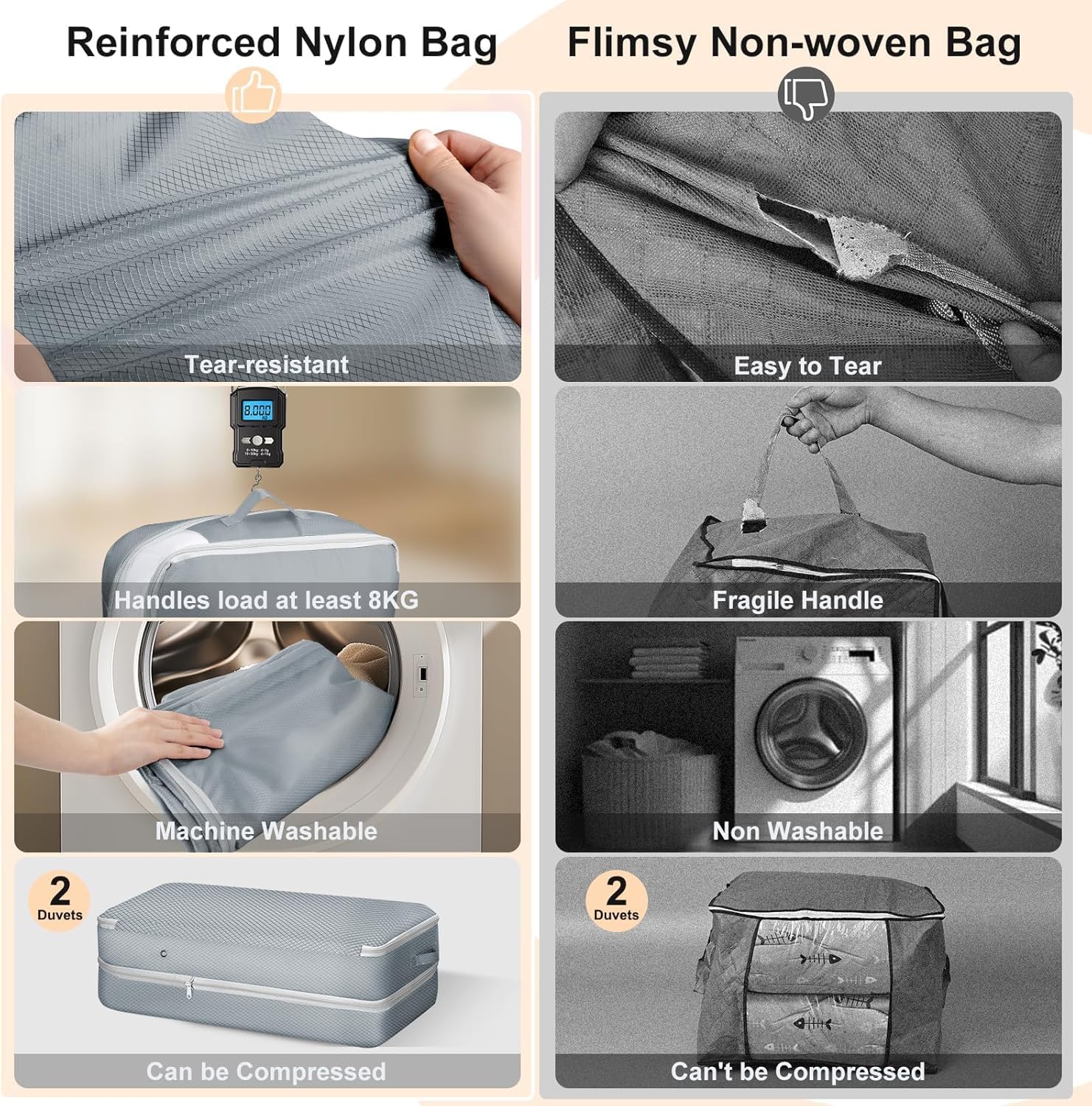 Detalle de DIMJ SN302-LX2L Comforter Compression Storage Bags, Washable Nylon, 2-Pack