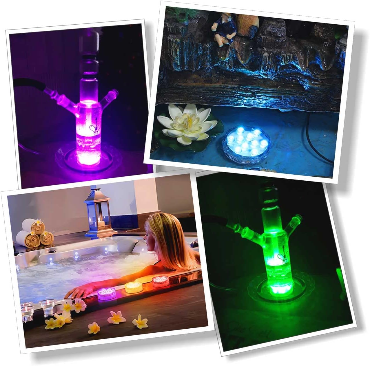 Detalle de POLENTAT SY-HWSLRGB Submersible LED Lights, 16 Colours, 4 Modes, 3-Pack