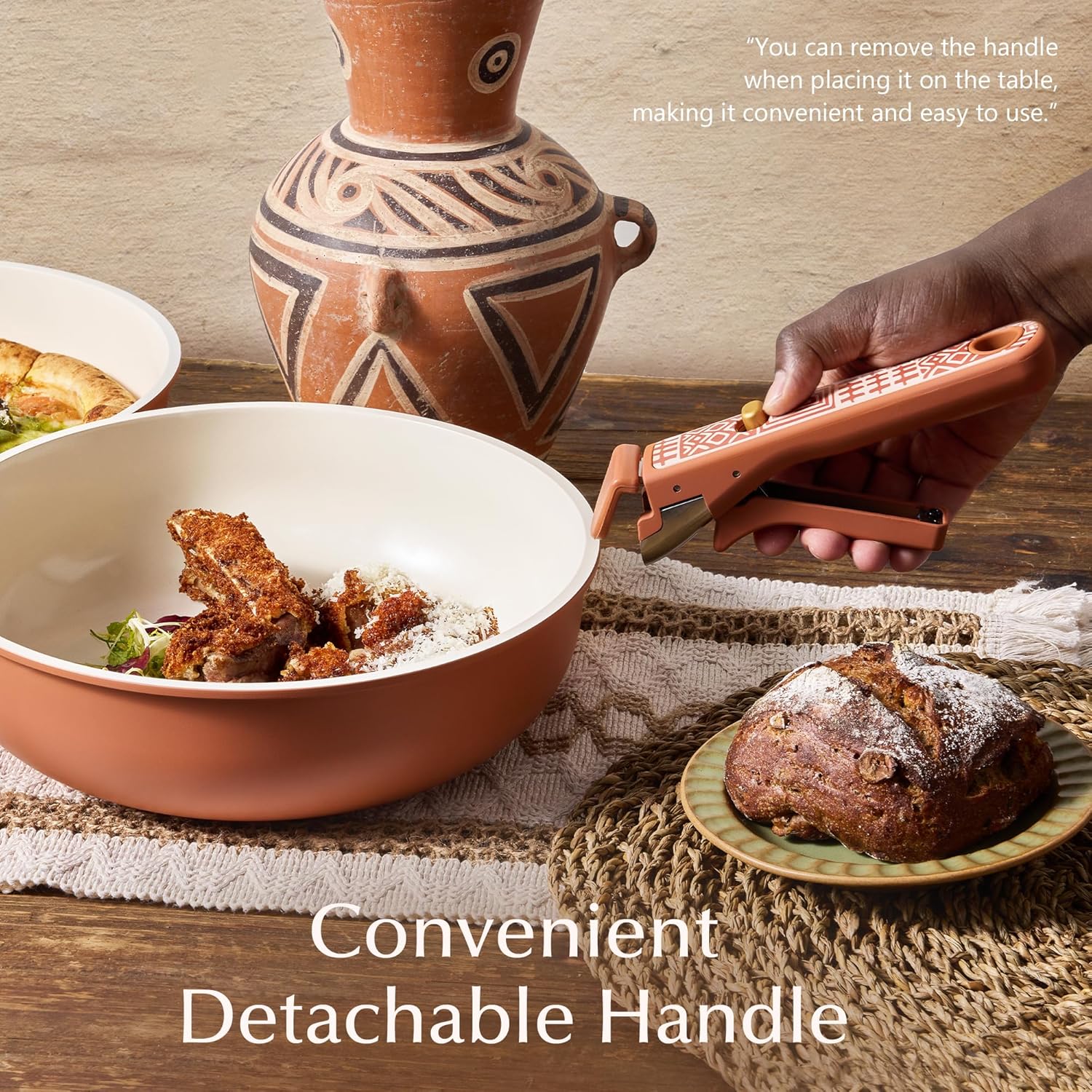 Thumbnail 6 de CAROTE 21-Piece Ceramic Cookware Set with Detachable Handle (Terracotta)